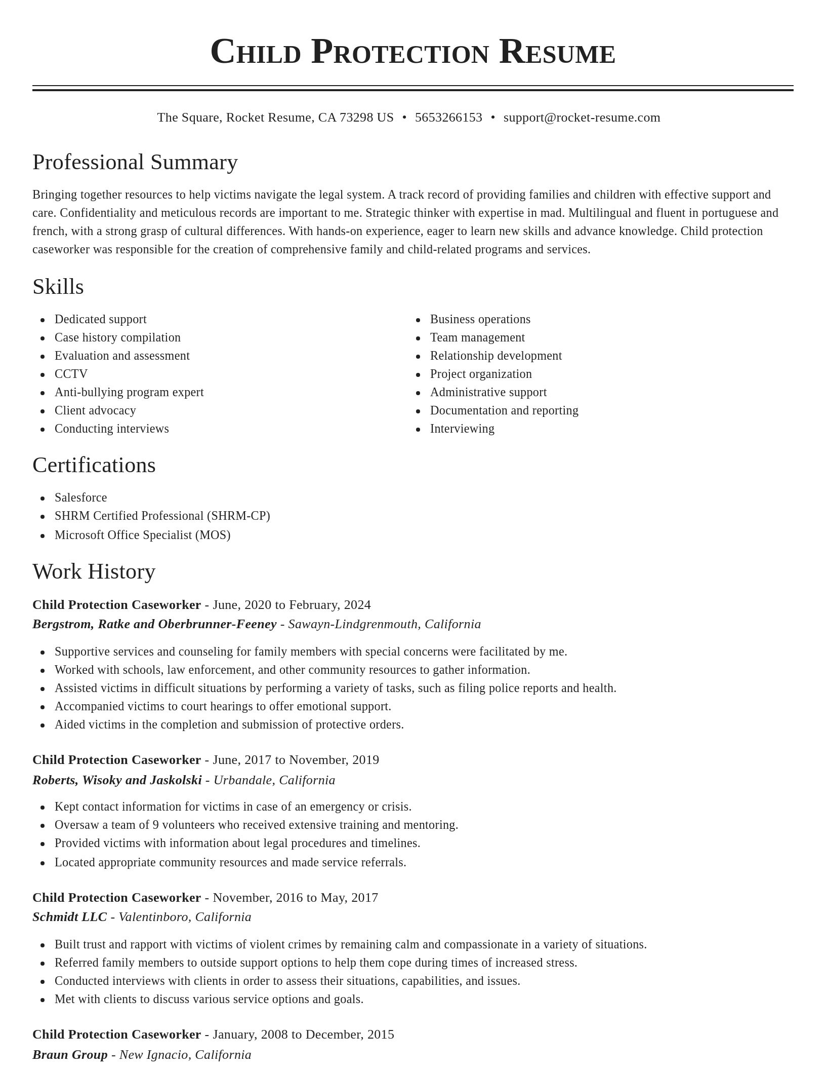 Classic resume template
