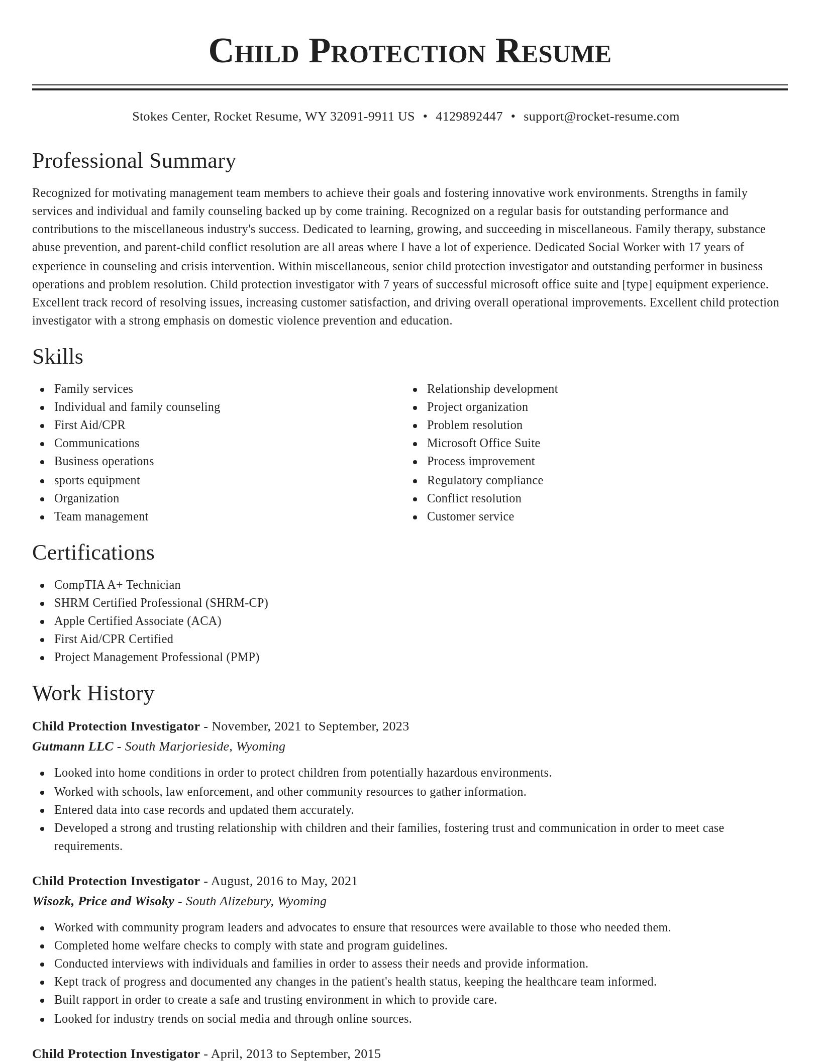 Classic resume template