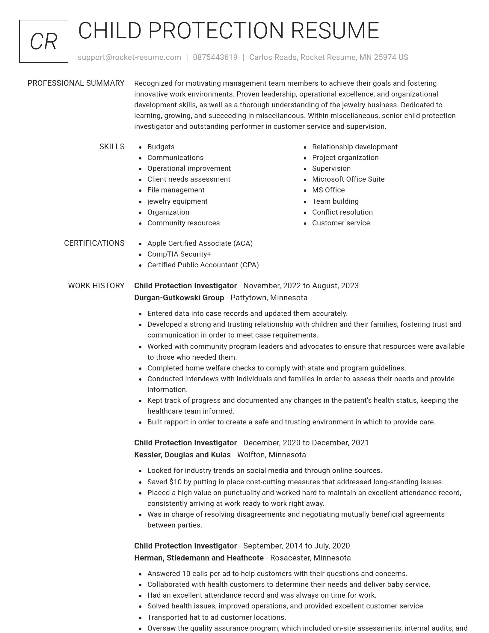 Renowned resume template