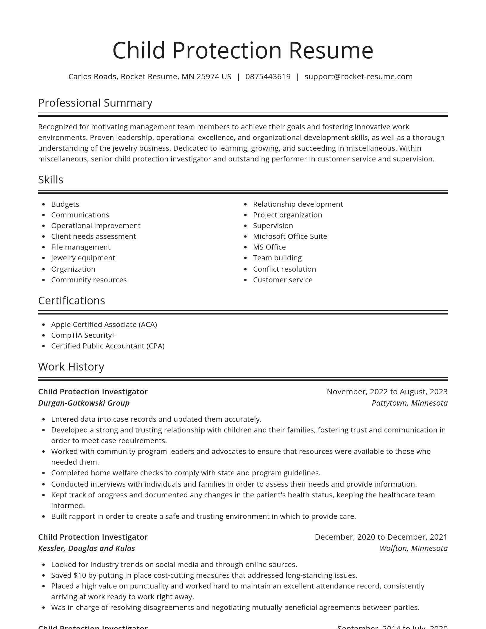 Spotlight resume template