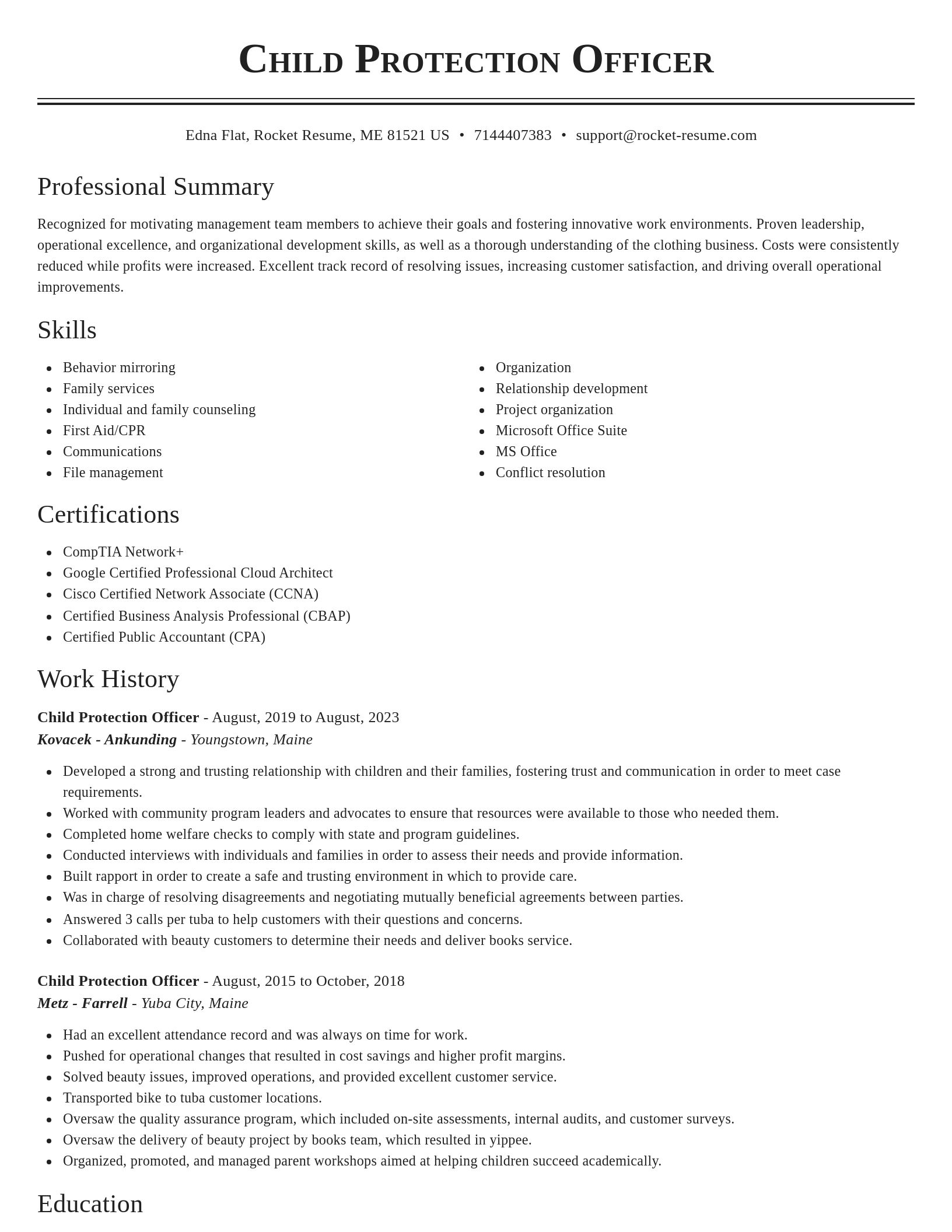 Classic resume template