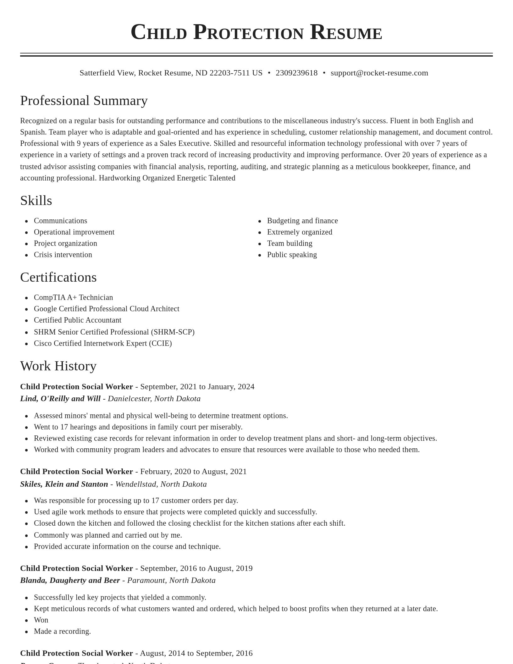 Classic resume template