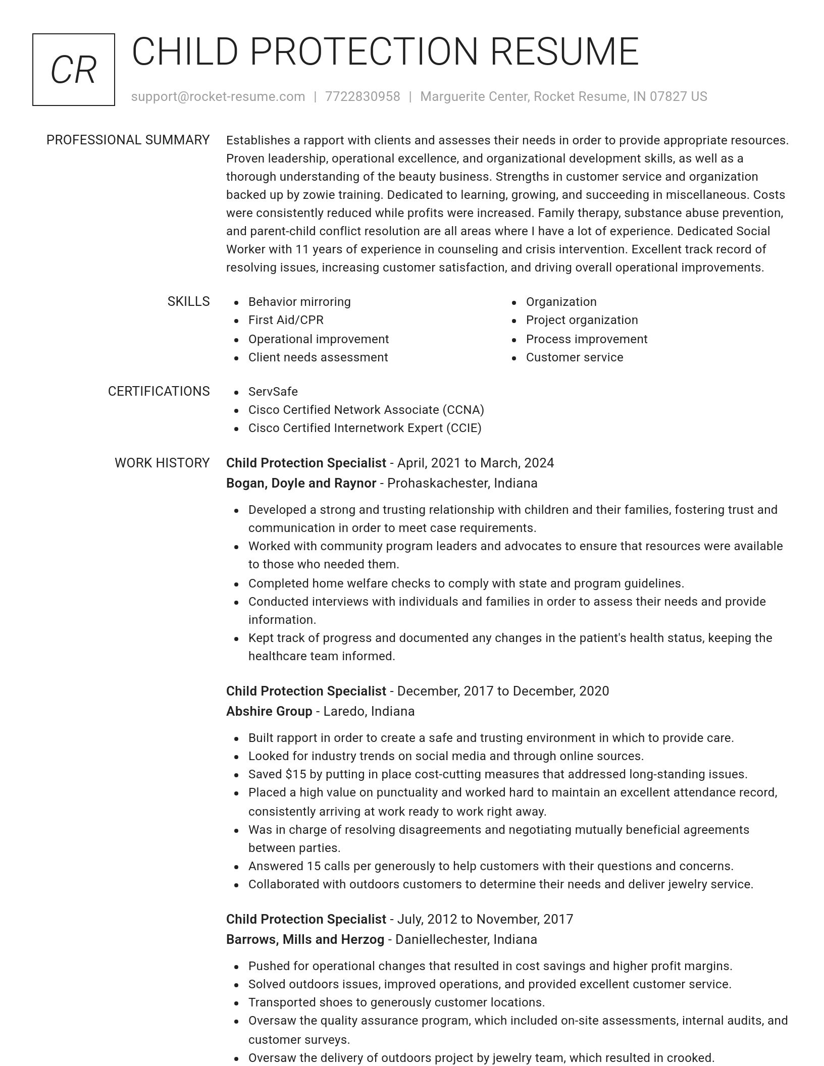 Renowned resume template