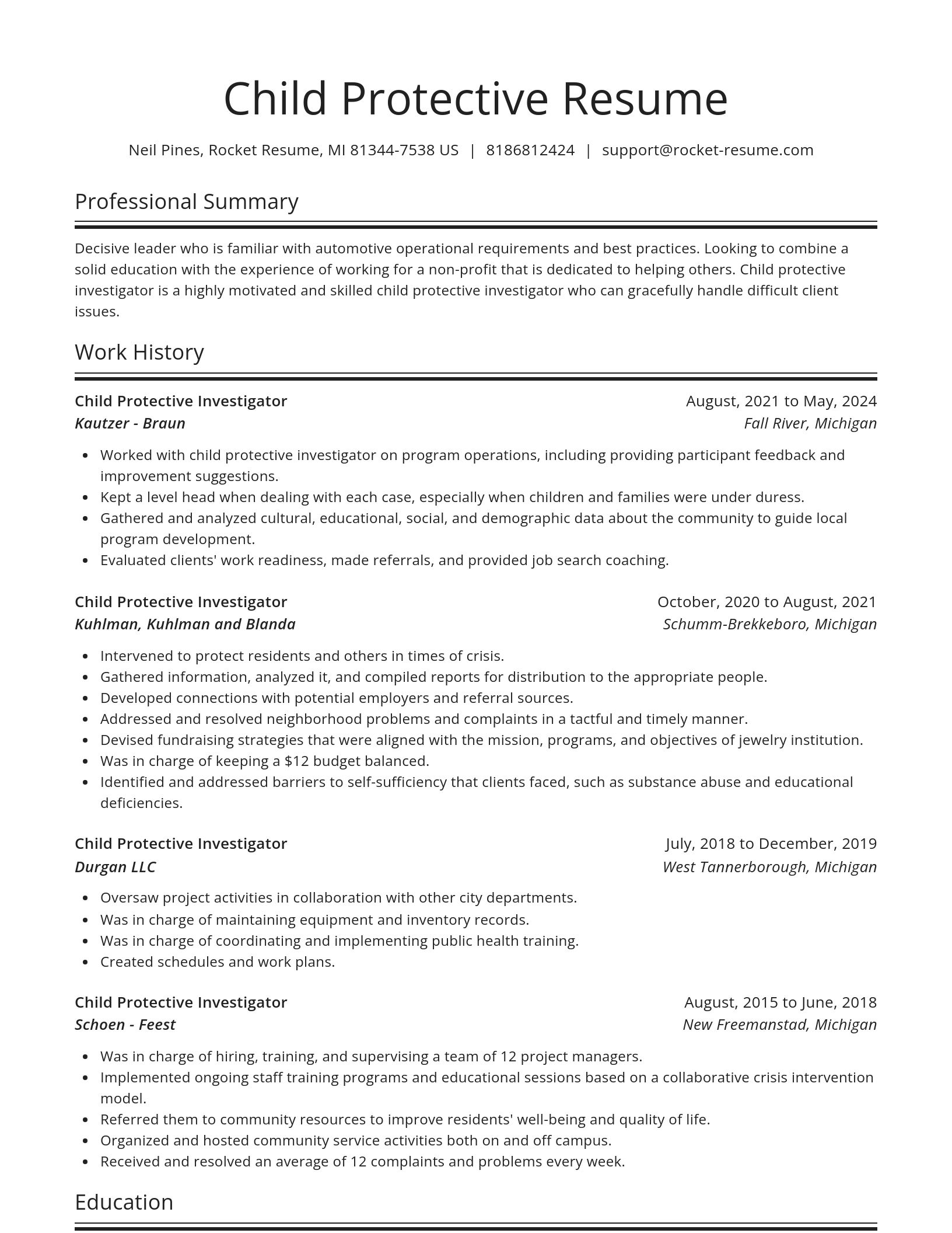Spotlight resume template