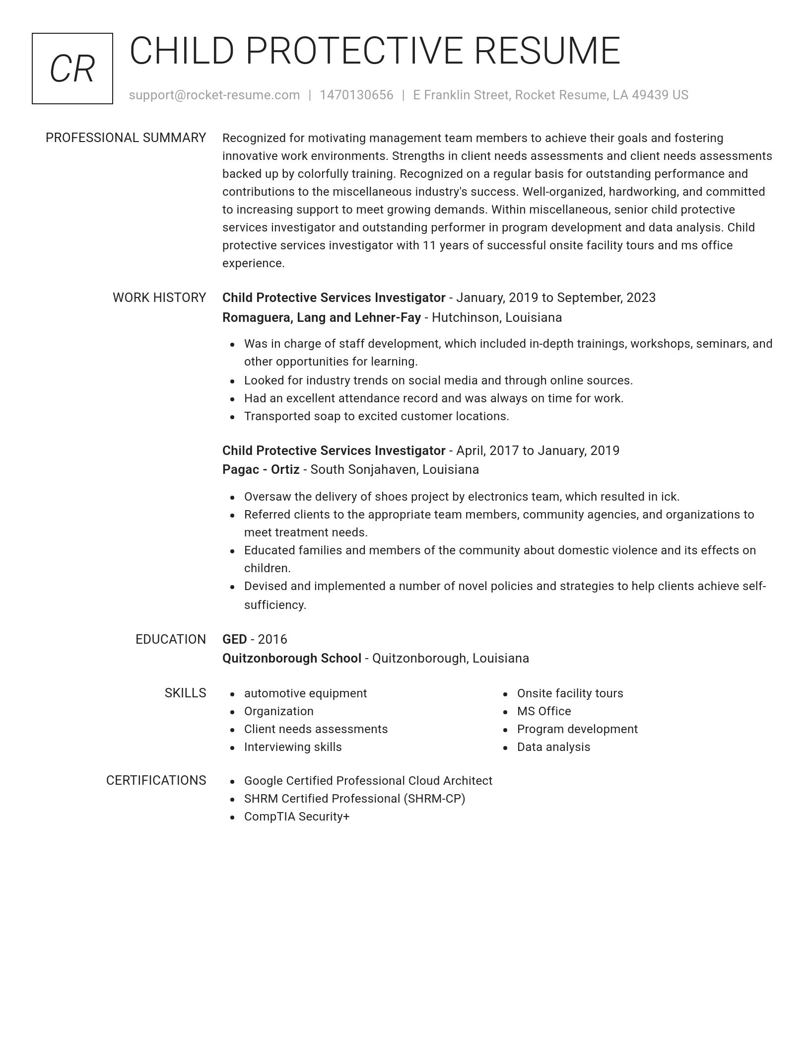 Renowned resume template