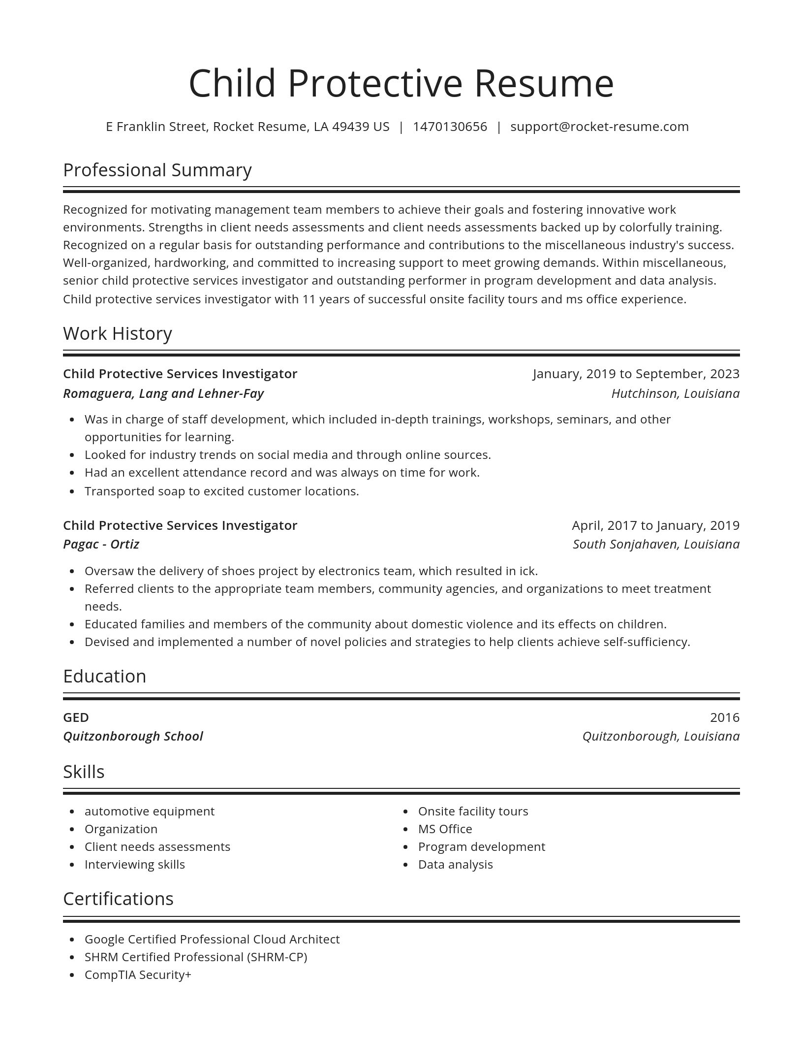 Spotlight resume template