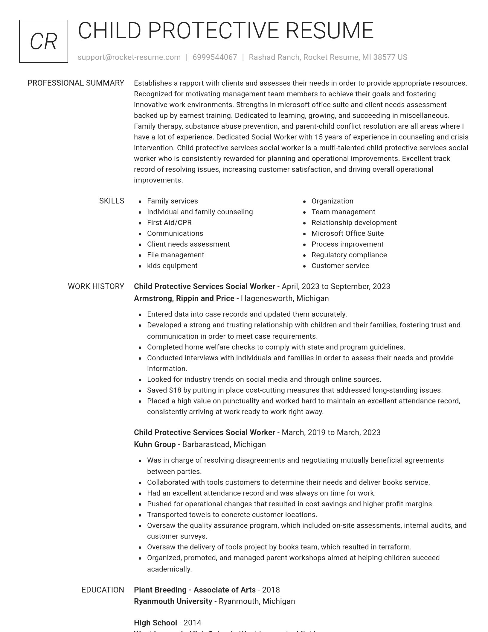 Renowned resume template