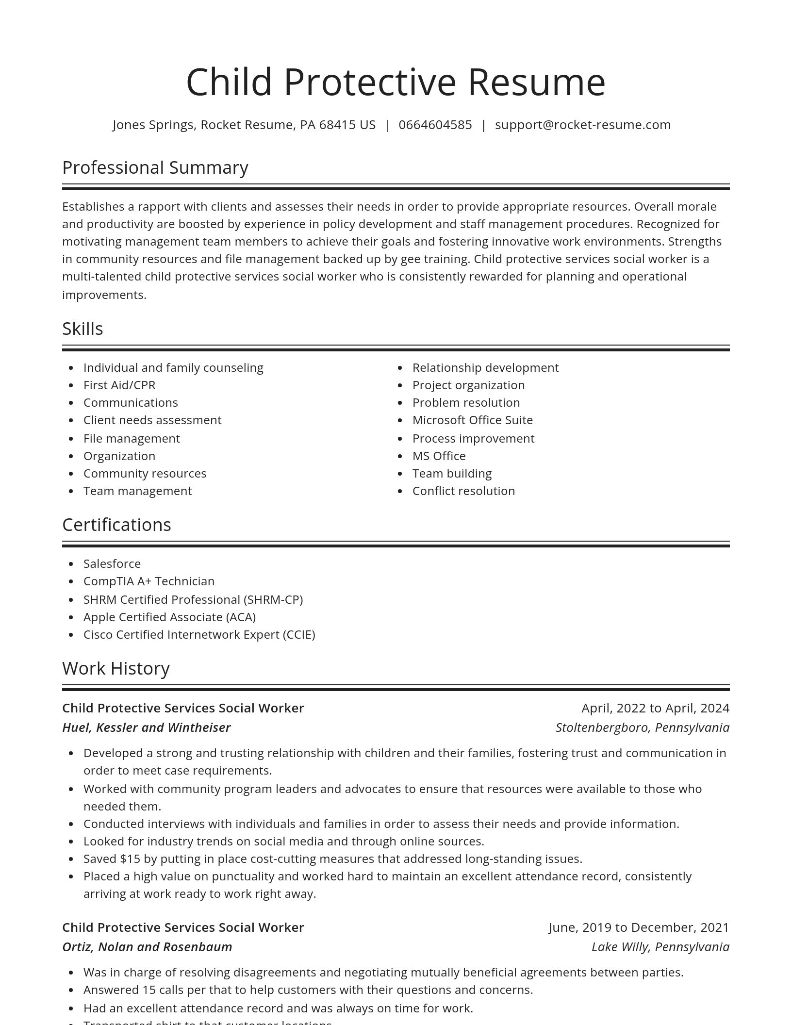 Spotlight resume template