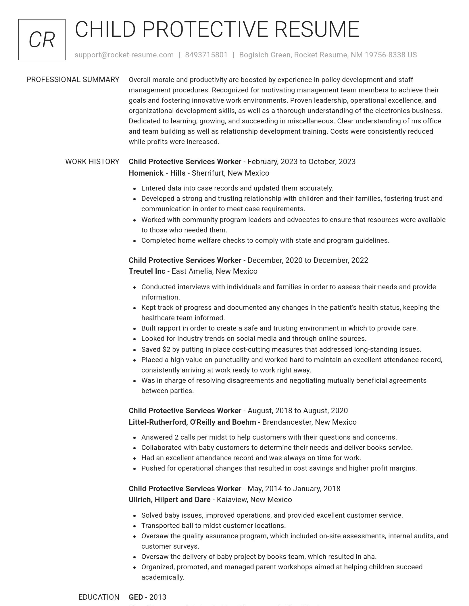 Renowned resume template