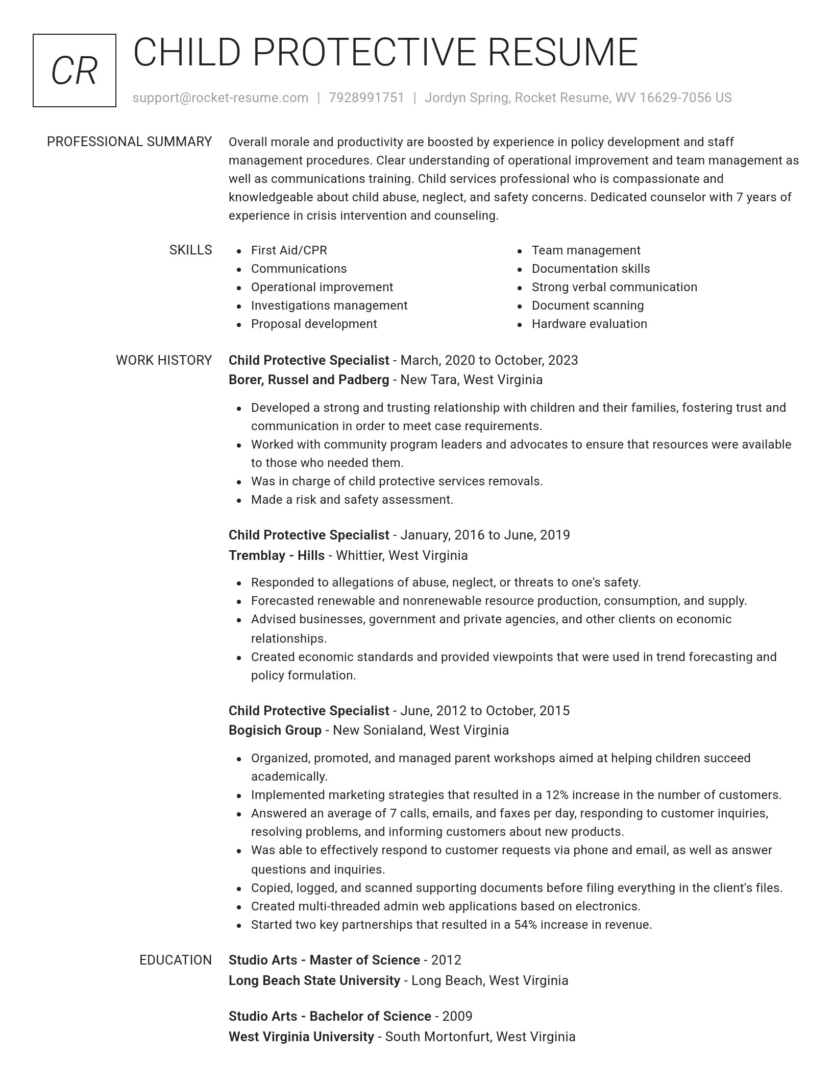 Renowned resume template