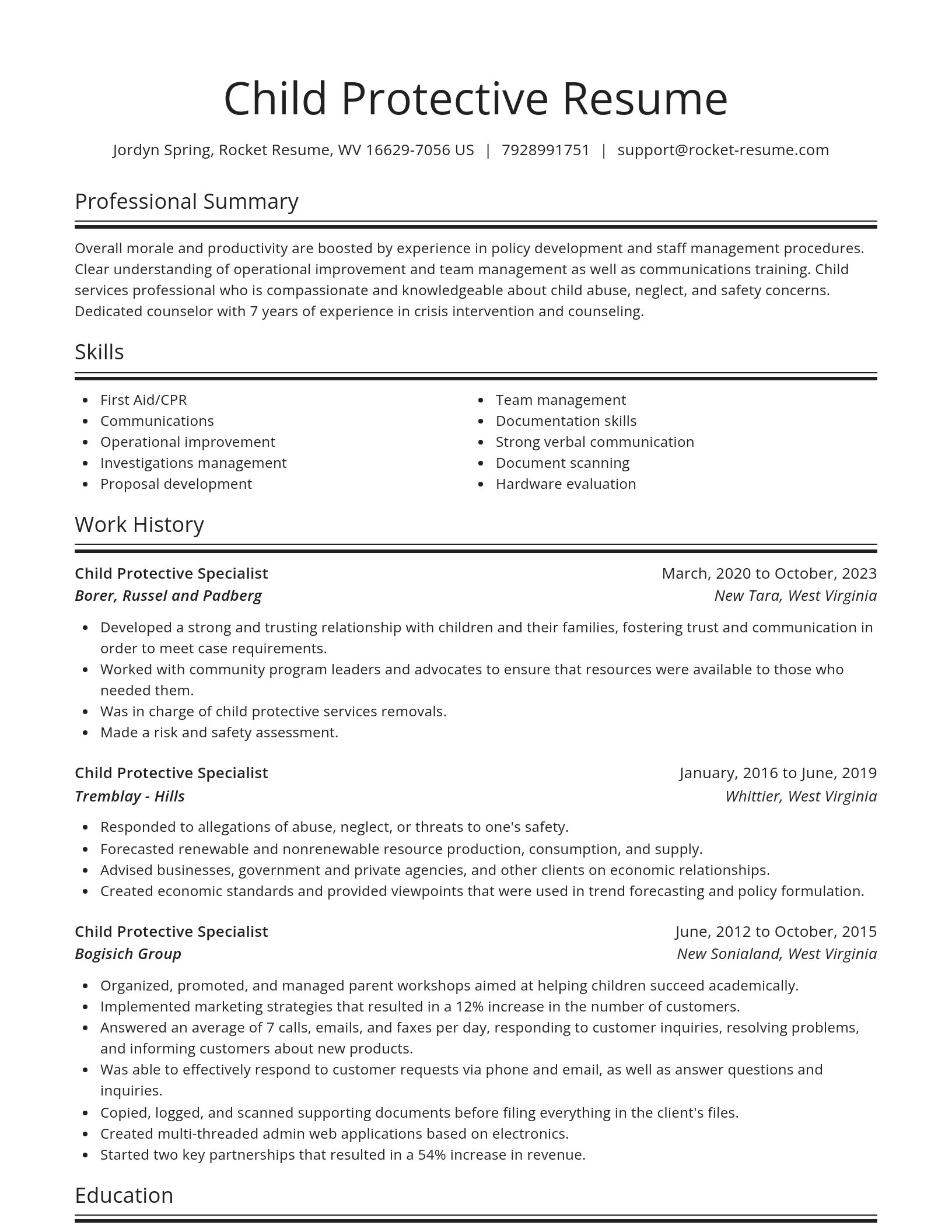 Spotlight resume template