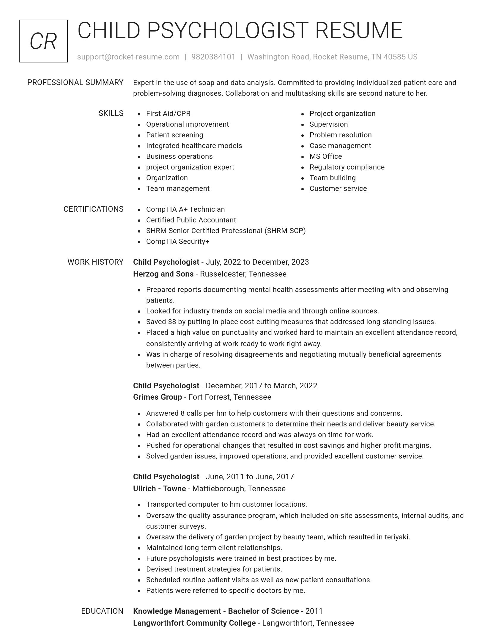 Renowned resume template