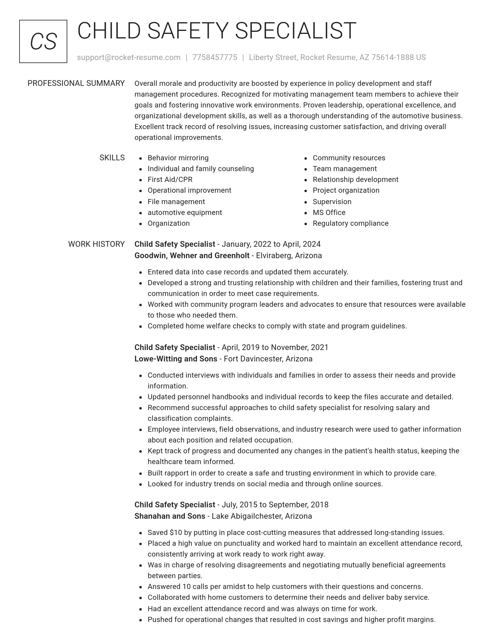 Renowned resume template