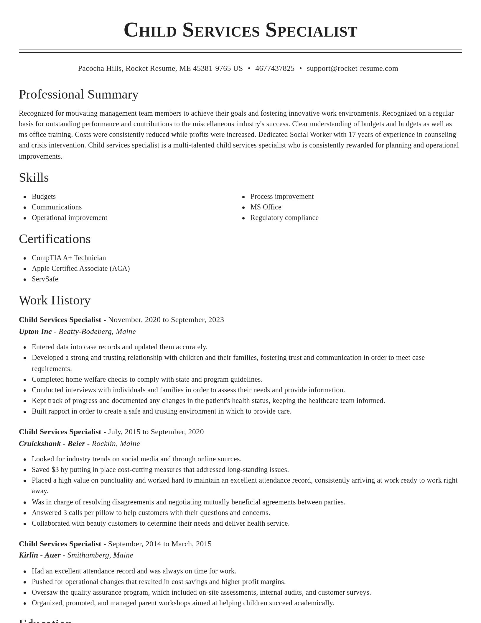 Classic resume template