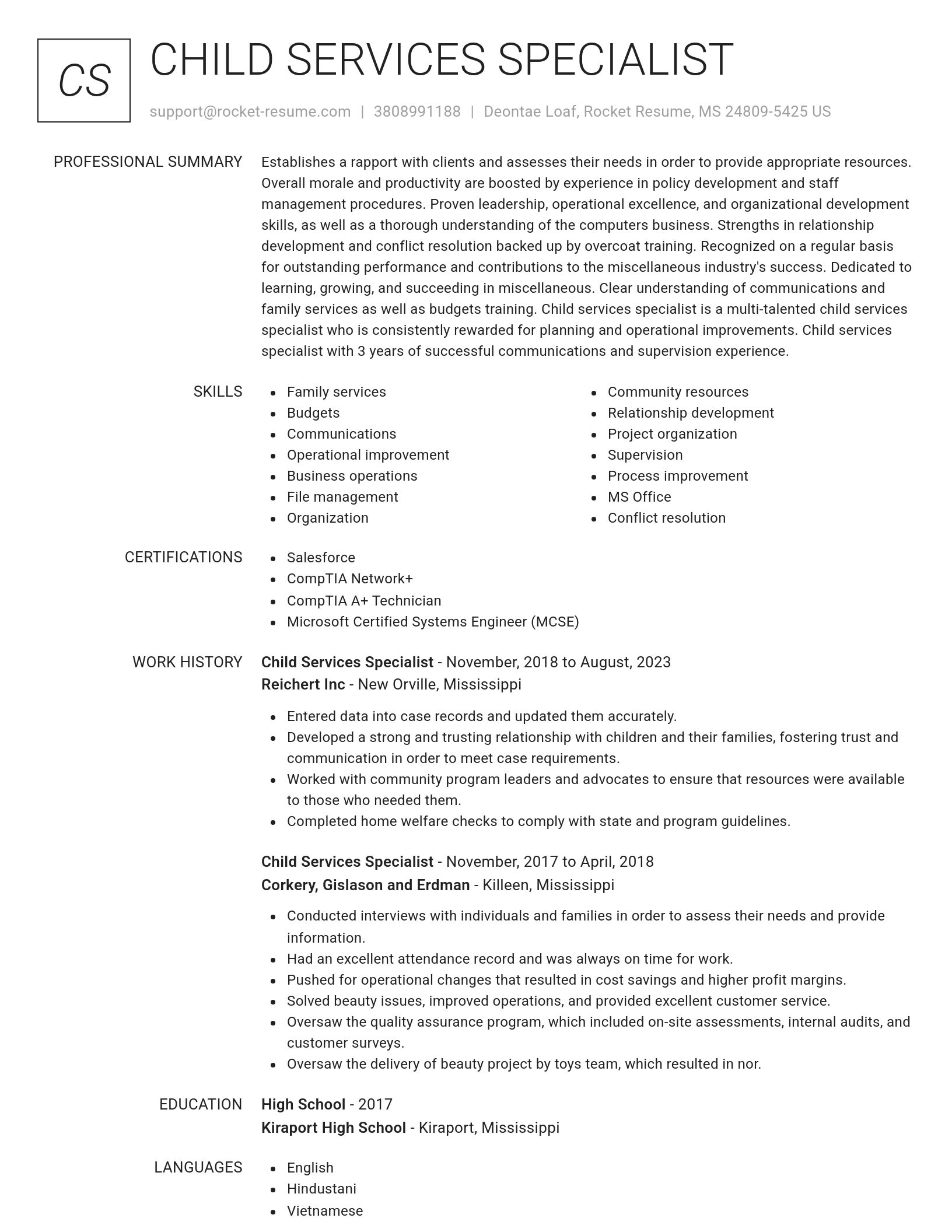Renowned resume template