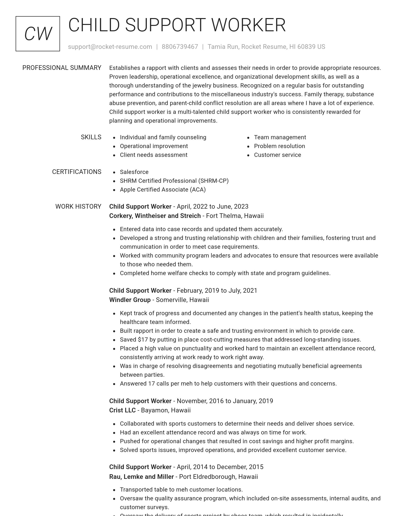 Renowned resume template