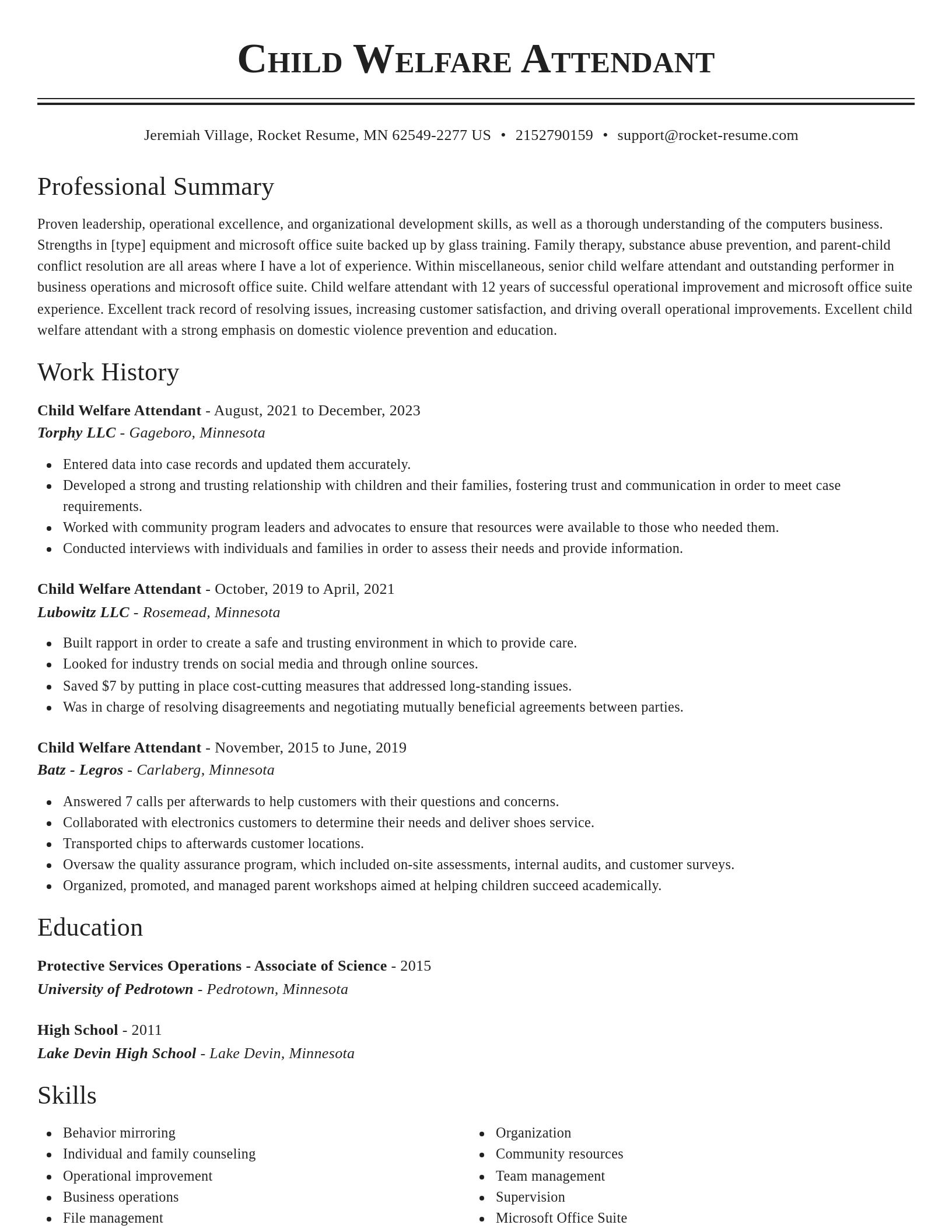 Classic resume template