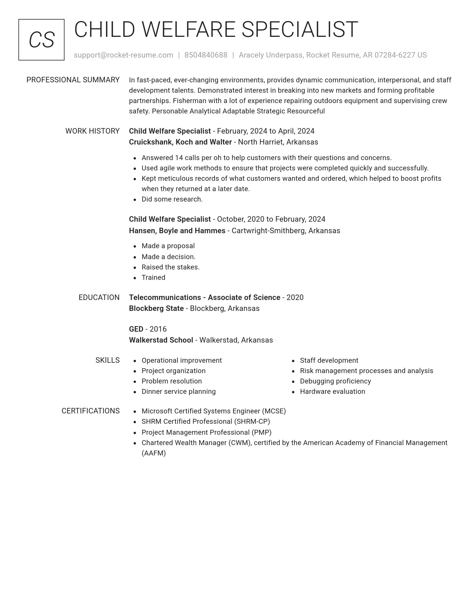 Renowned resume template