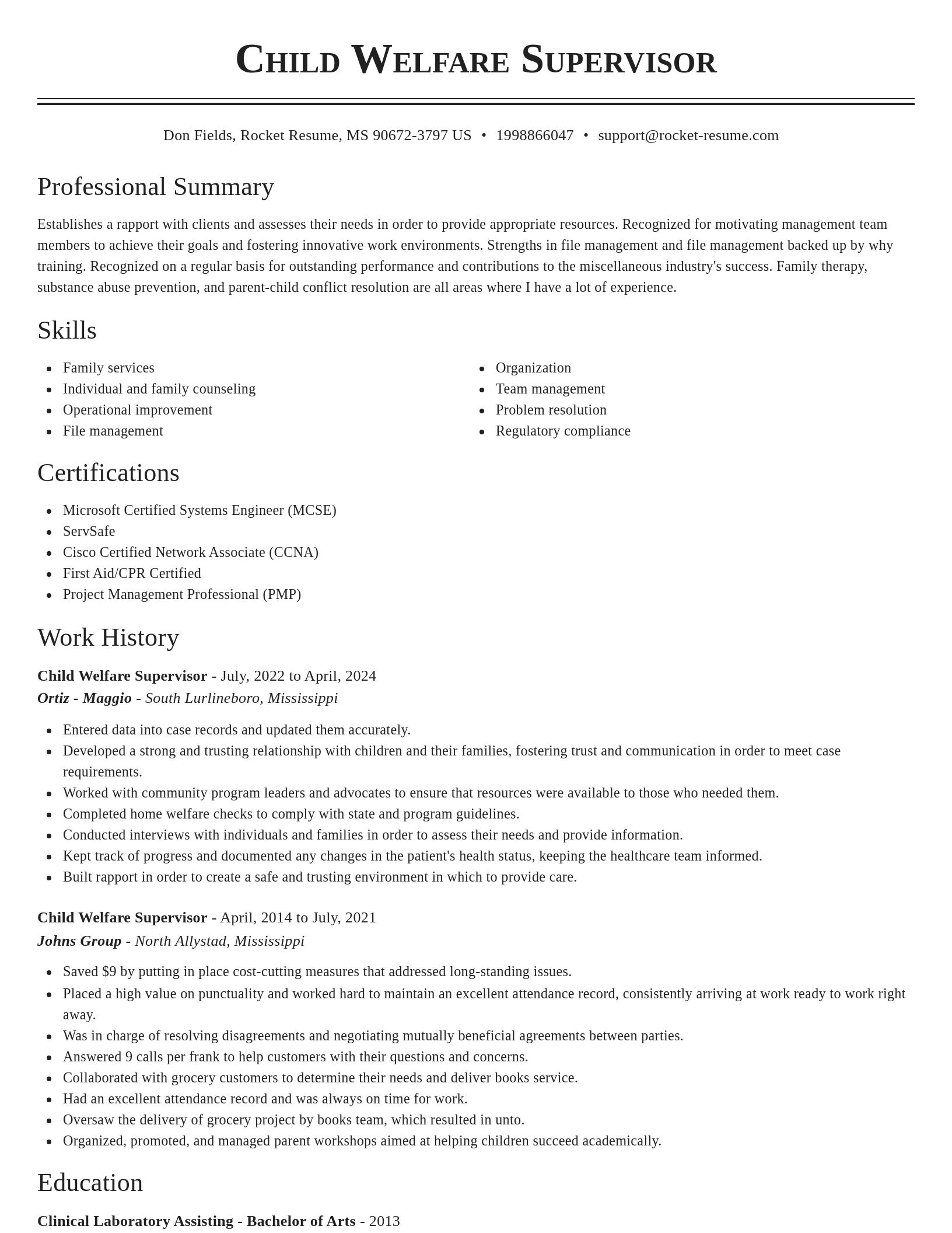 Classic resume template