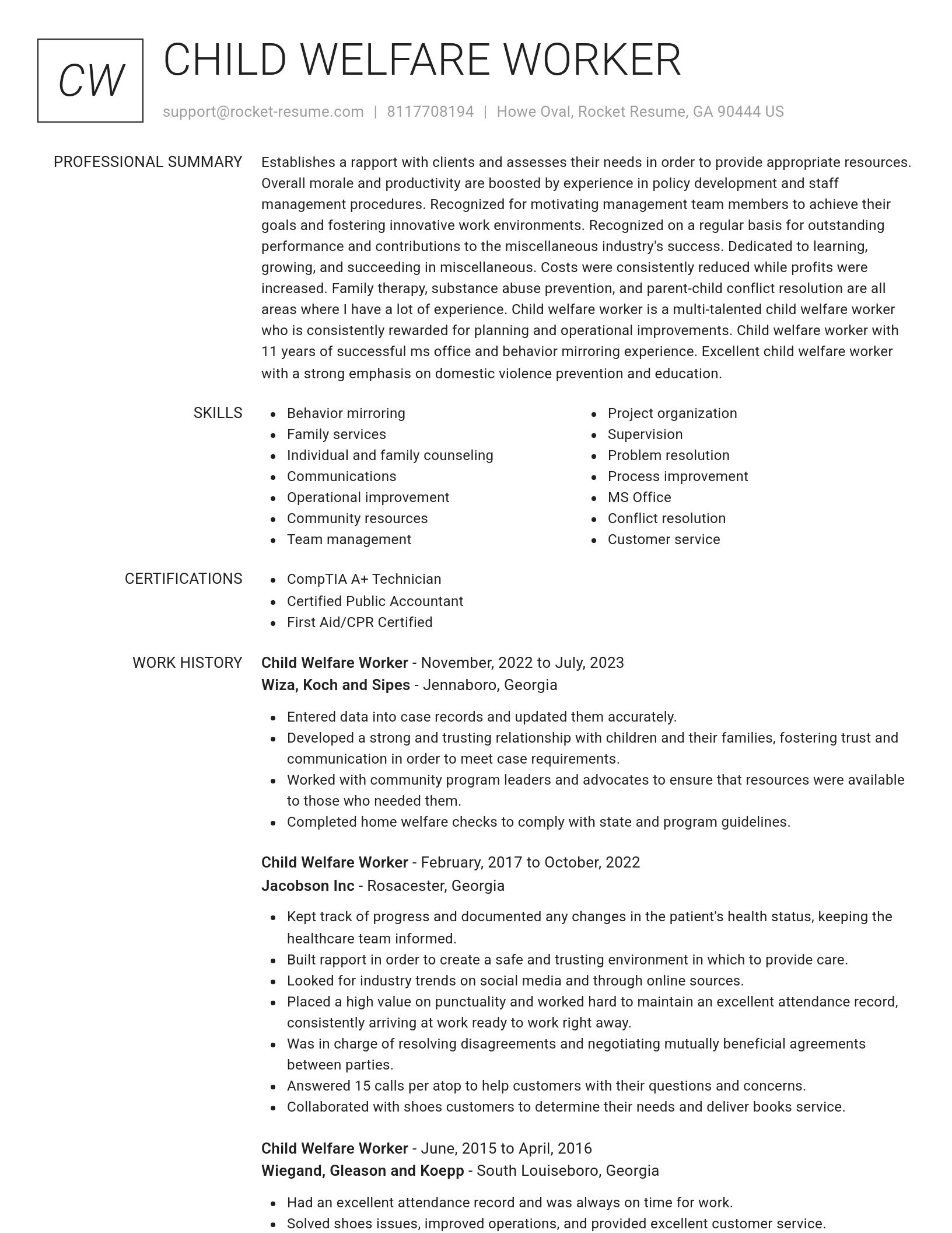 Renowned resume template