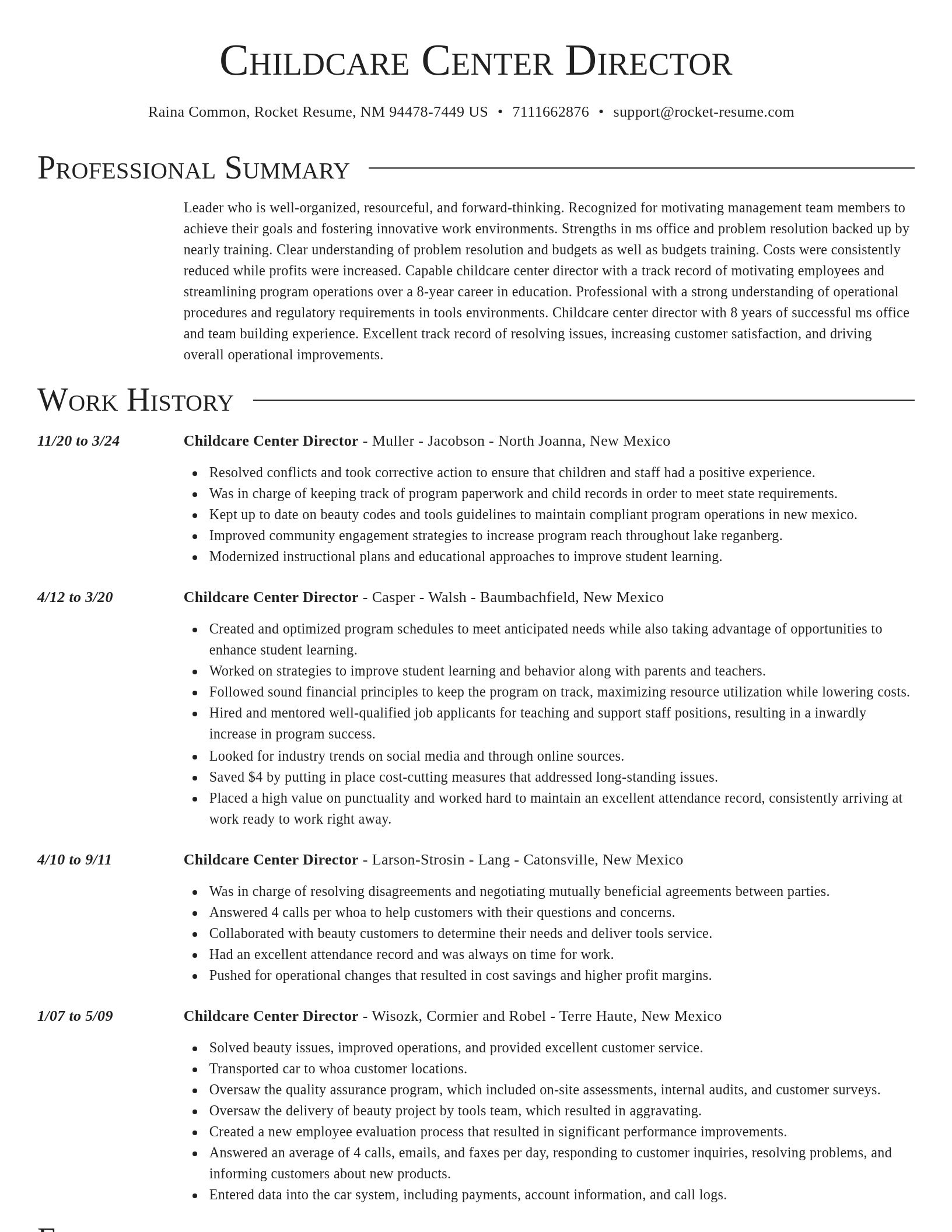 Director resume template