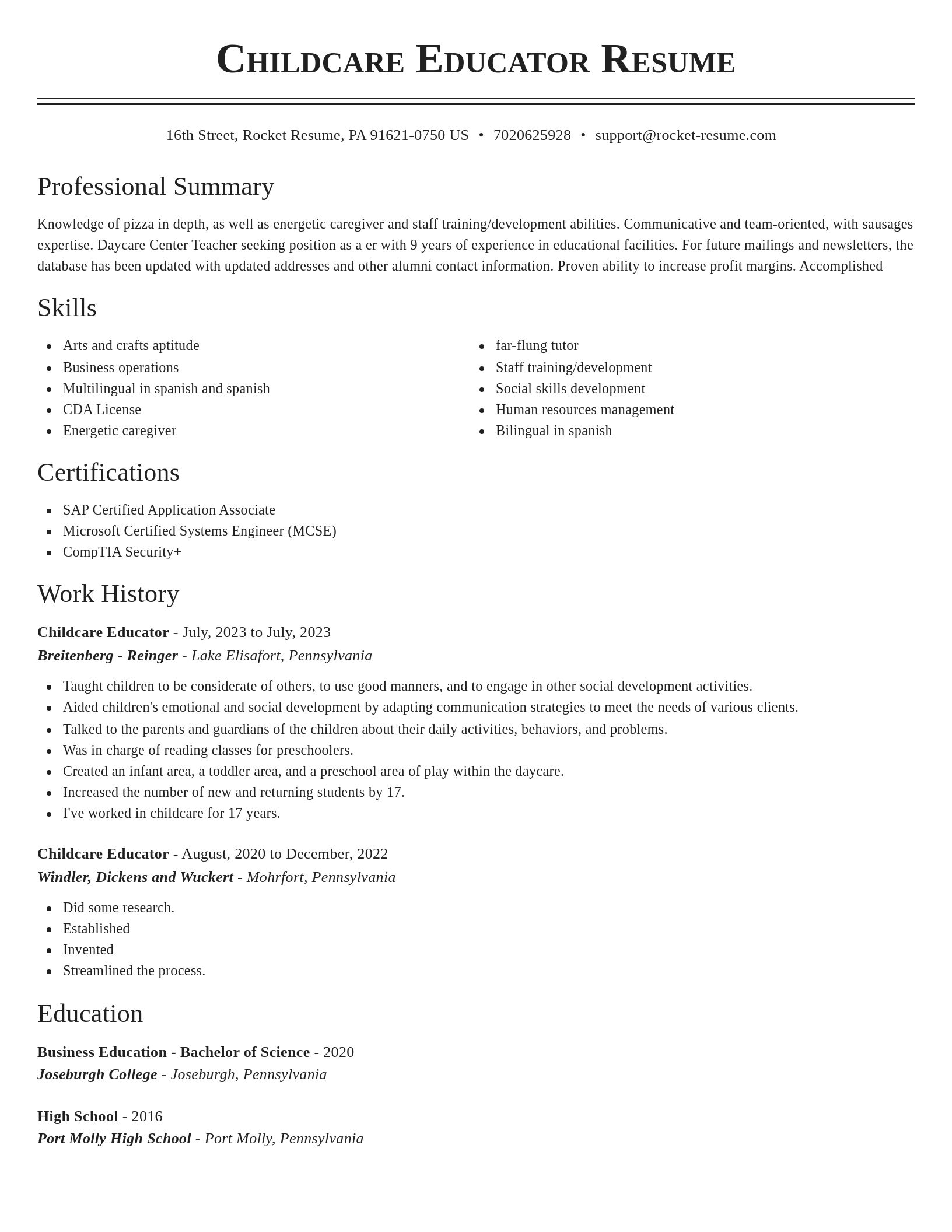 Classic resume template