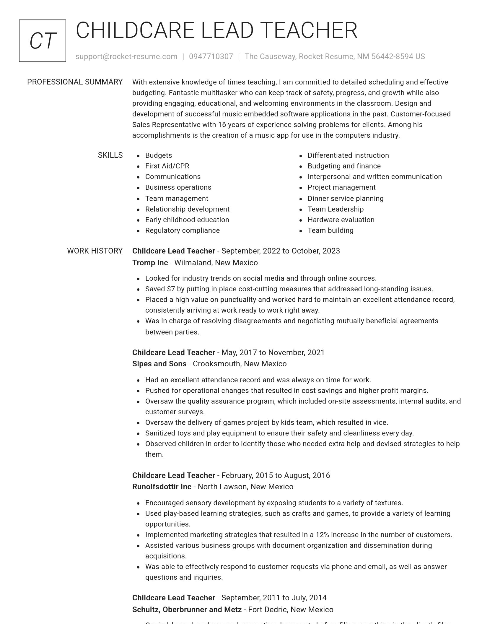 Renowned resume template