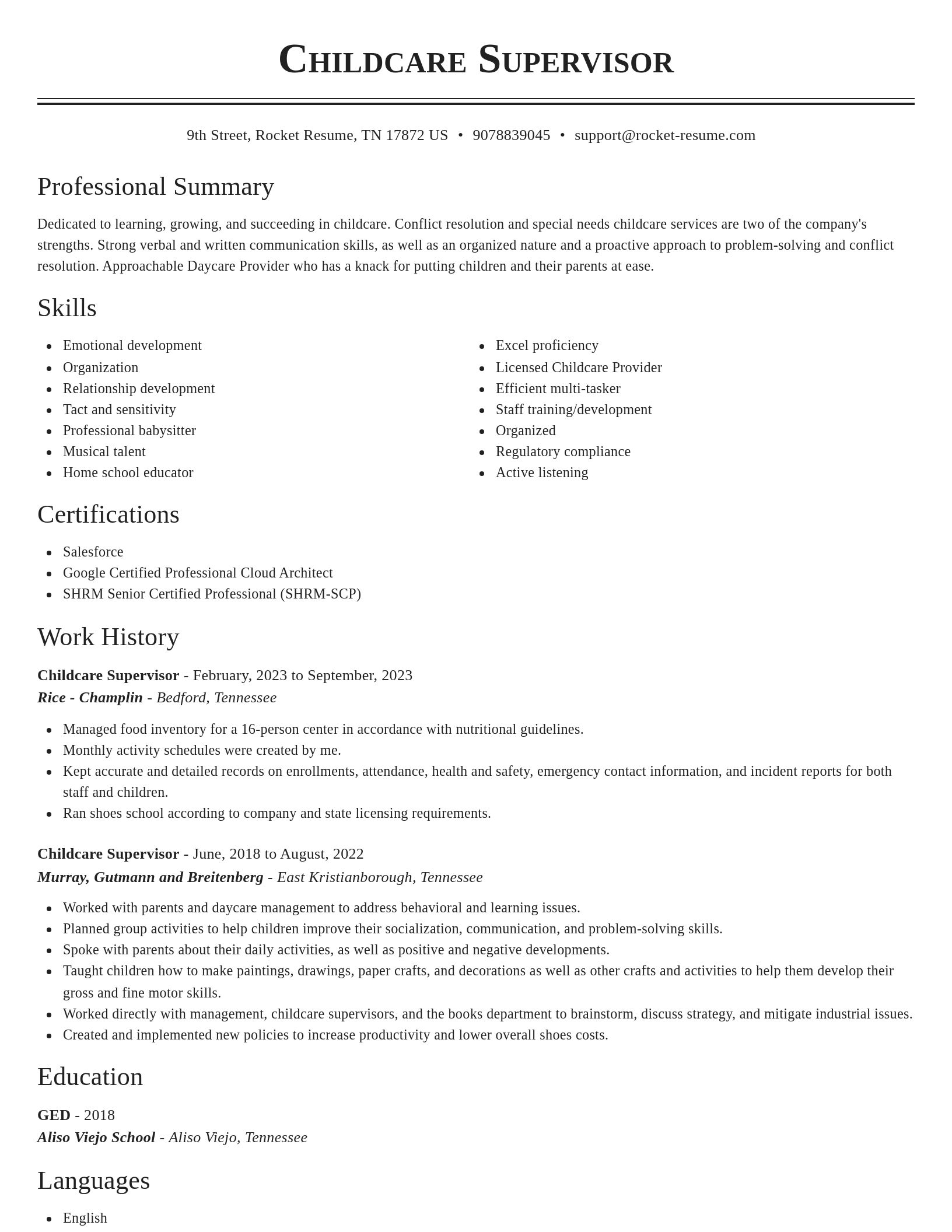 Classic resume template