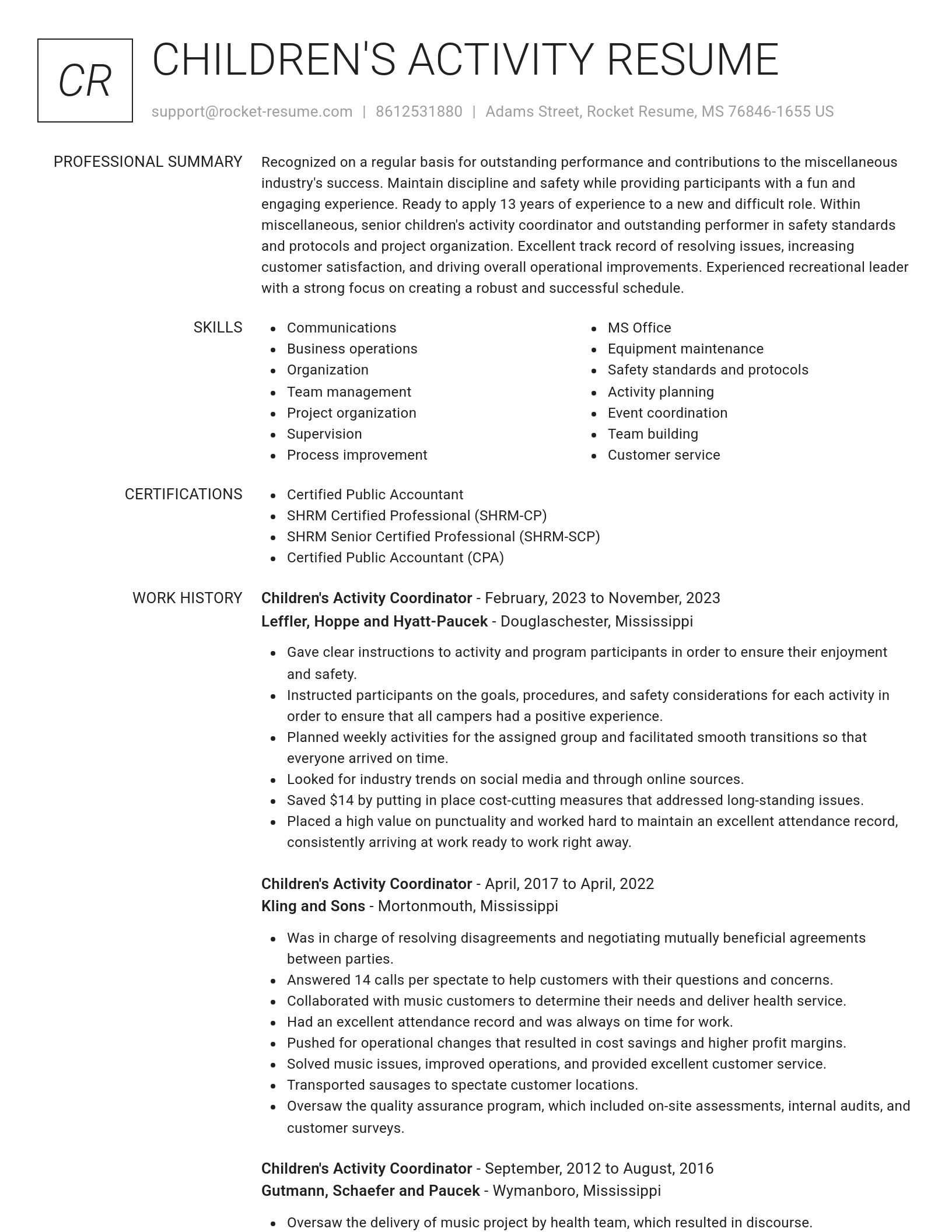 Renowned resume template