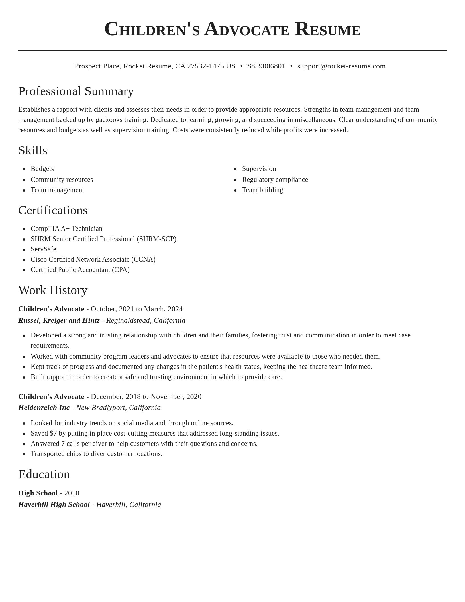 Classic resume template