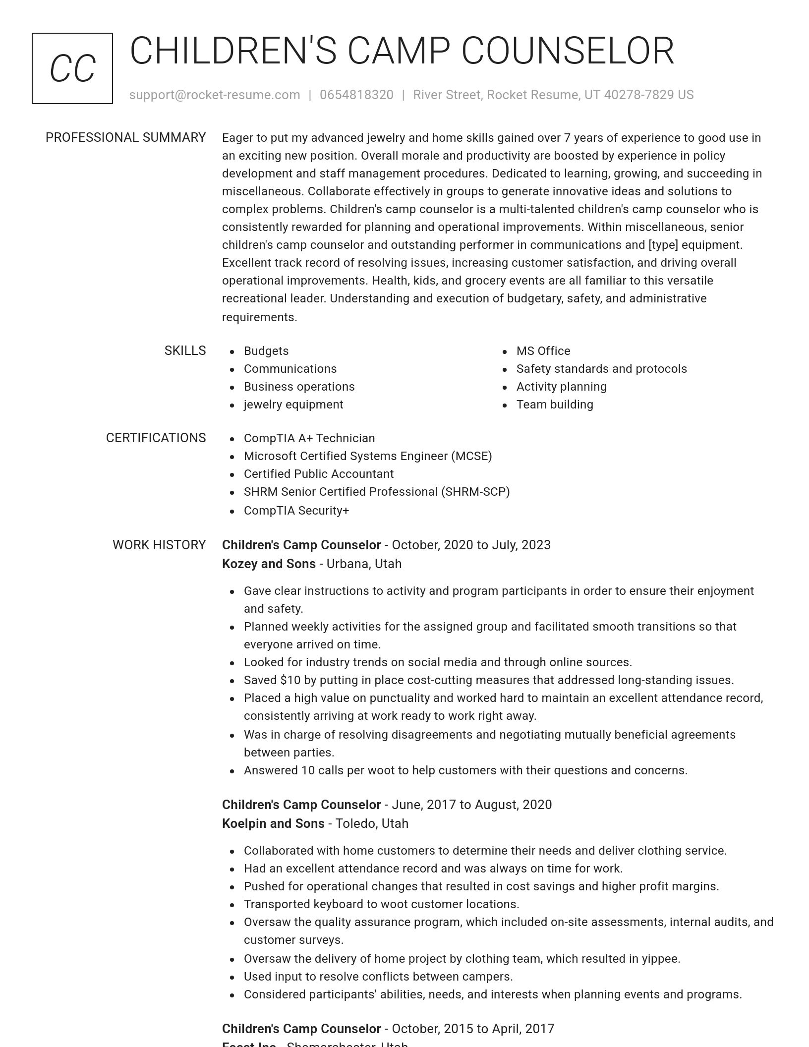 Renowned resume template