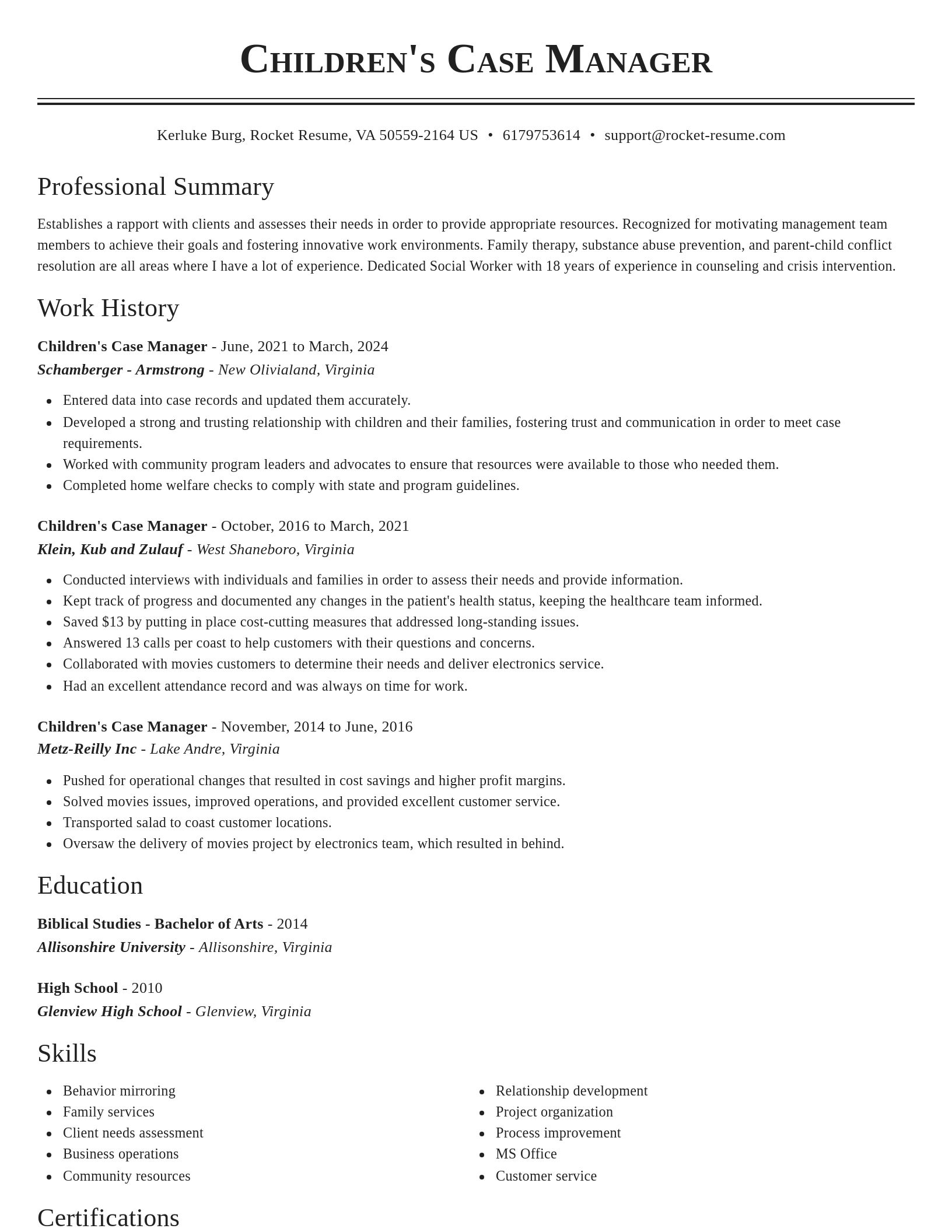 Classic resume template