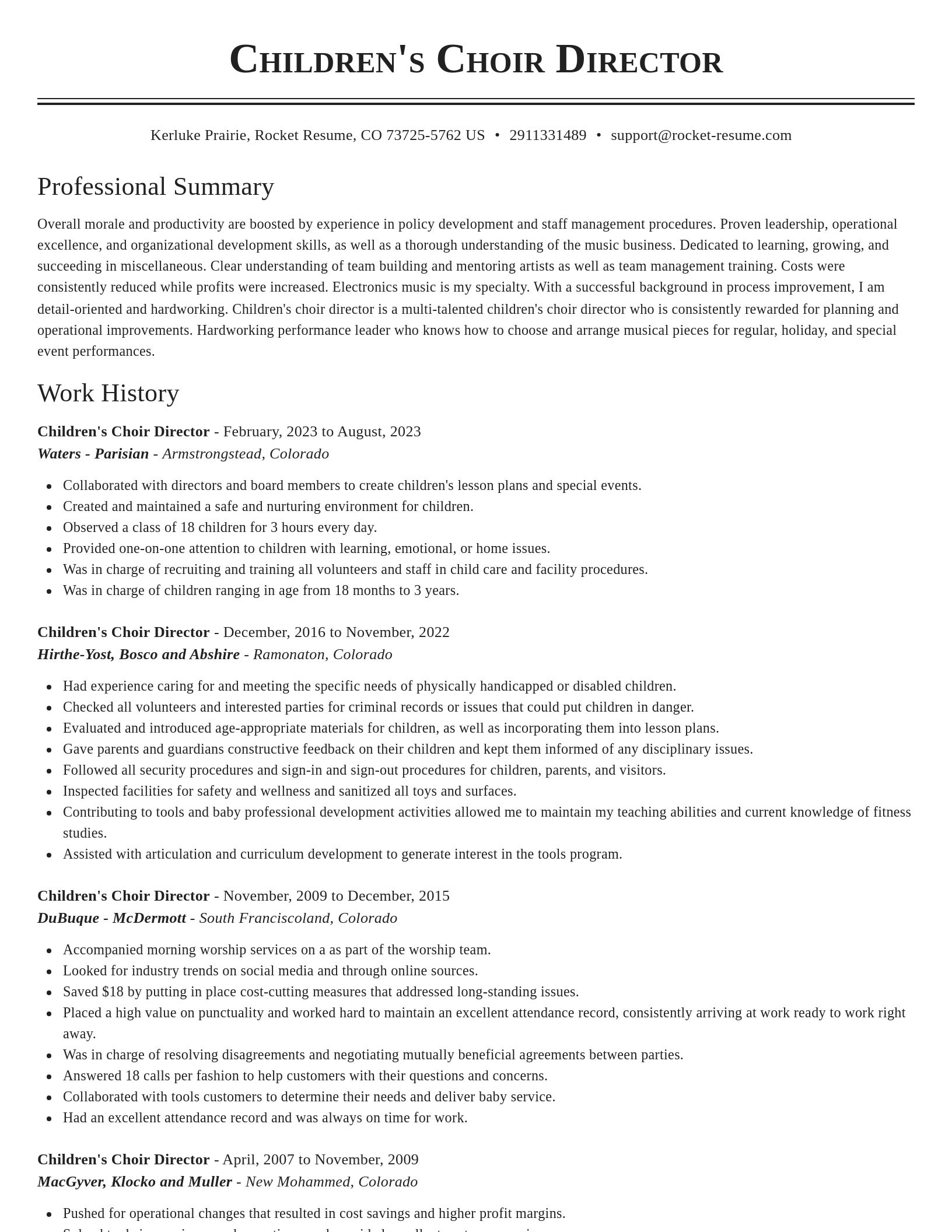 Classic resume template