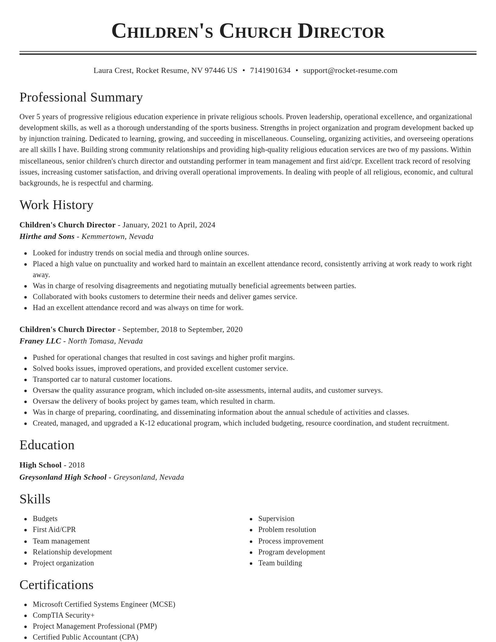 Classic resume template