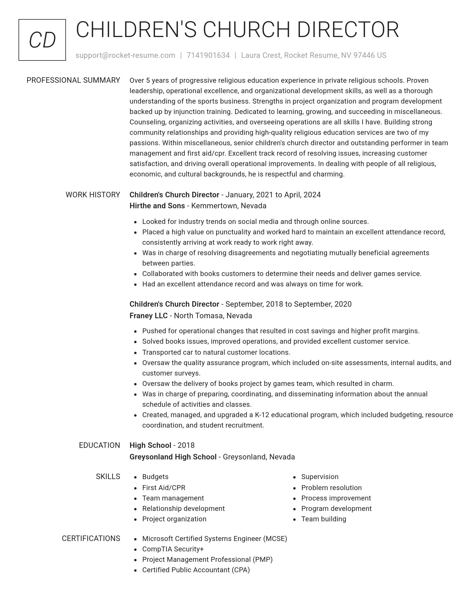 Renowned resume template