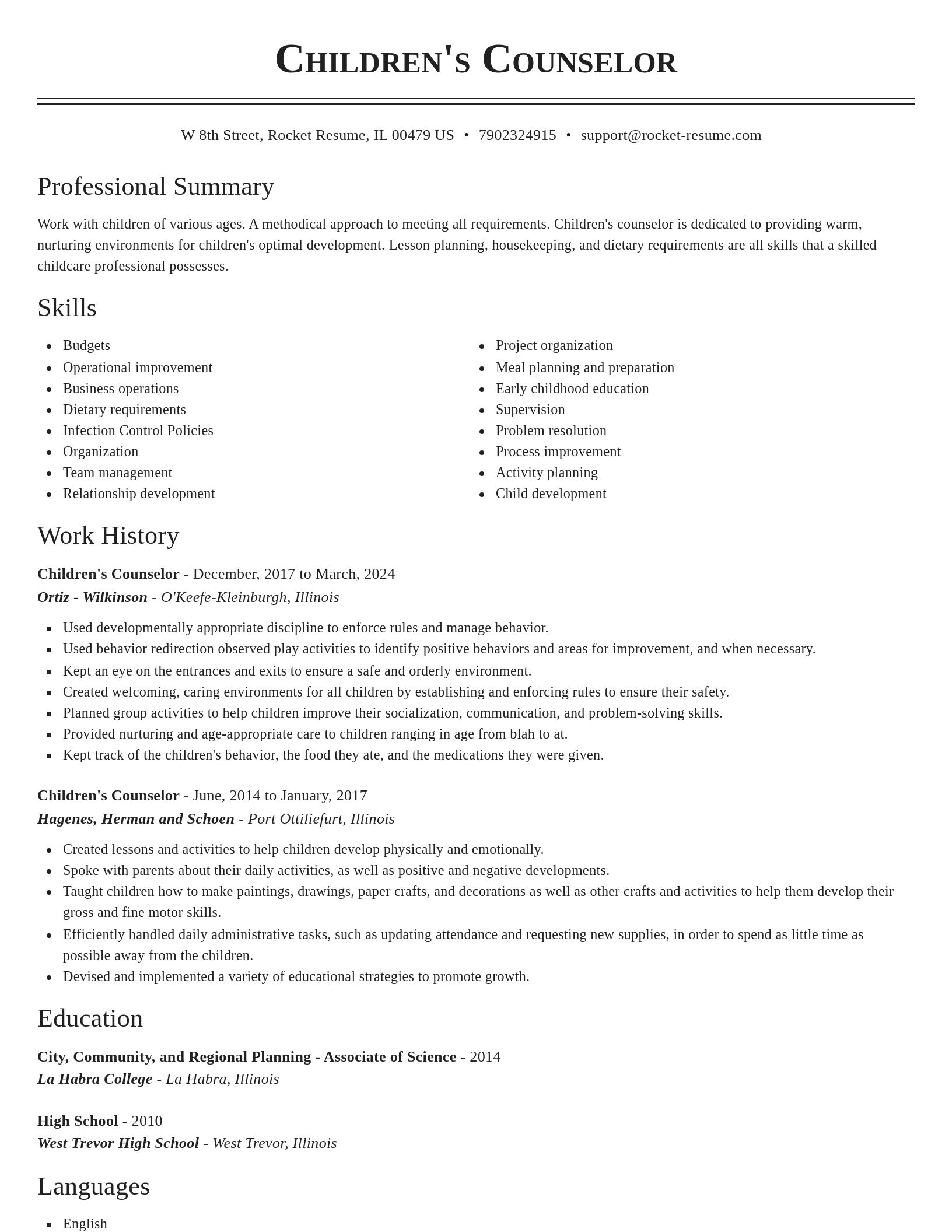 Classic resume template