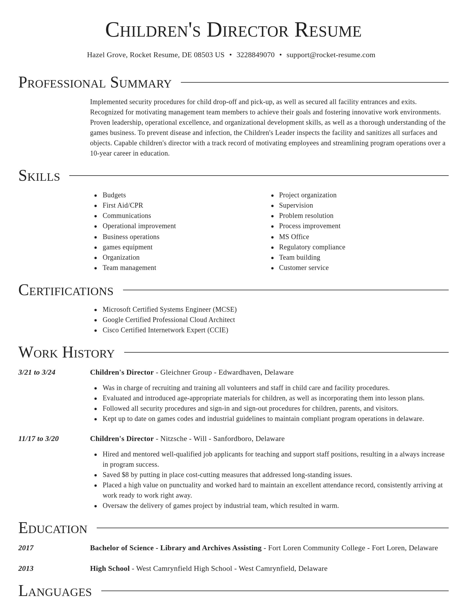 Director resume template