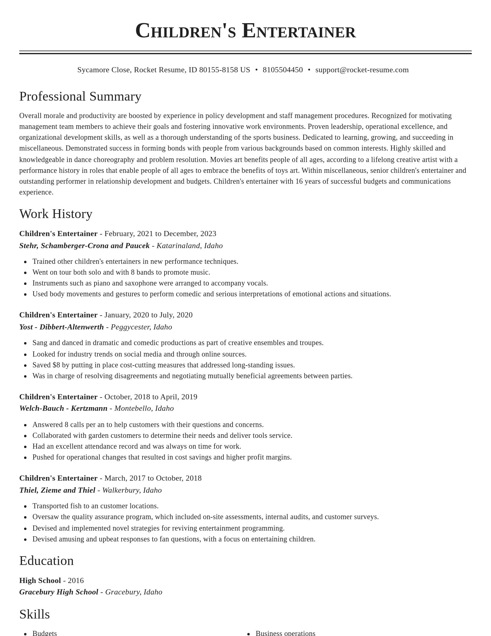 Classic resume template