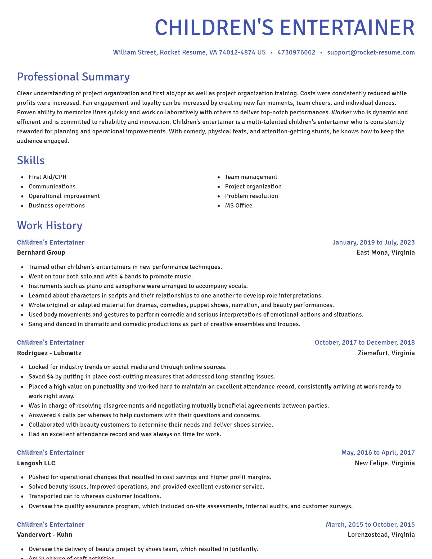 Novel resume template