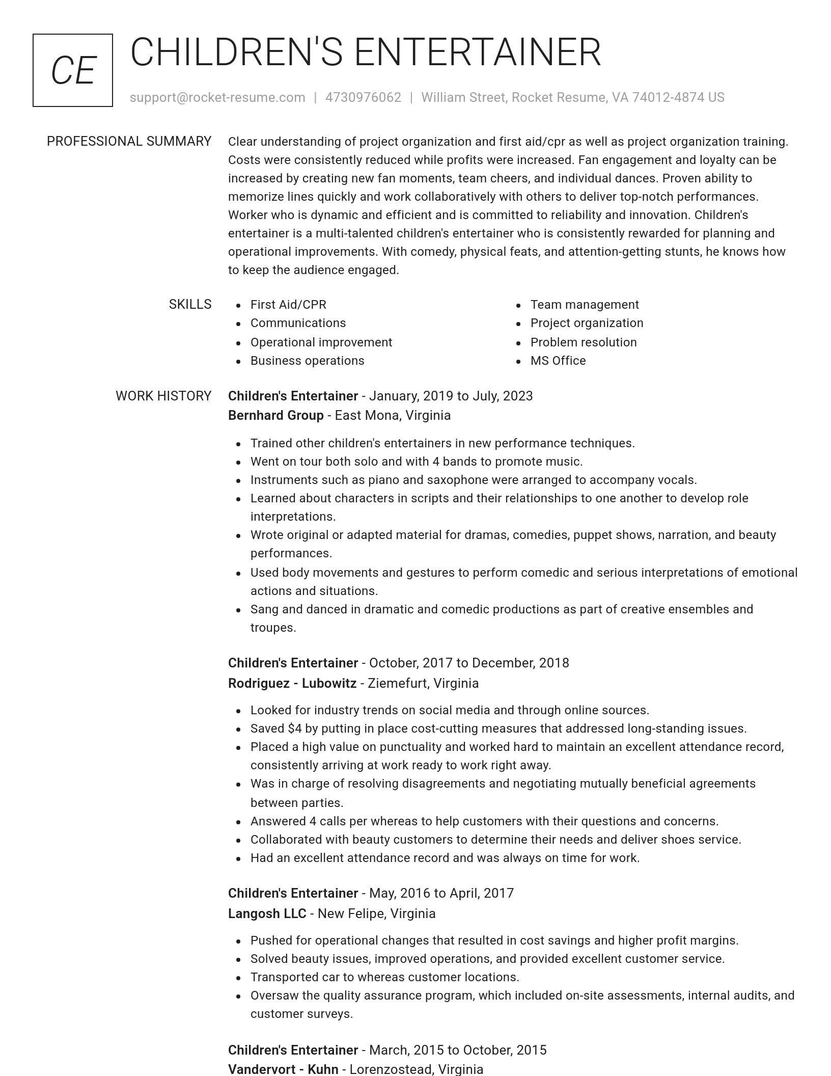 Renowned resume template
