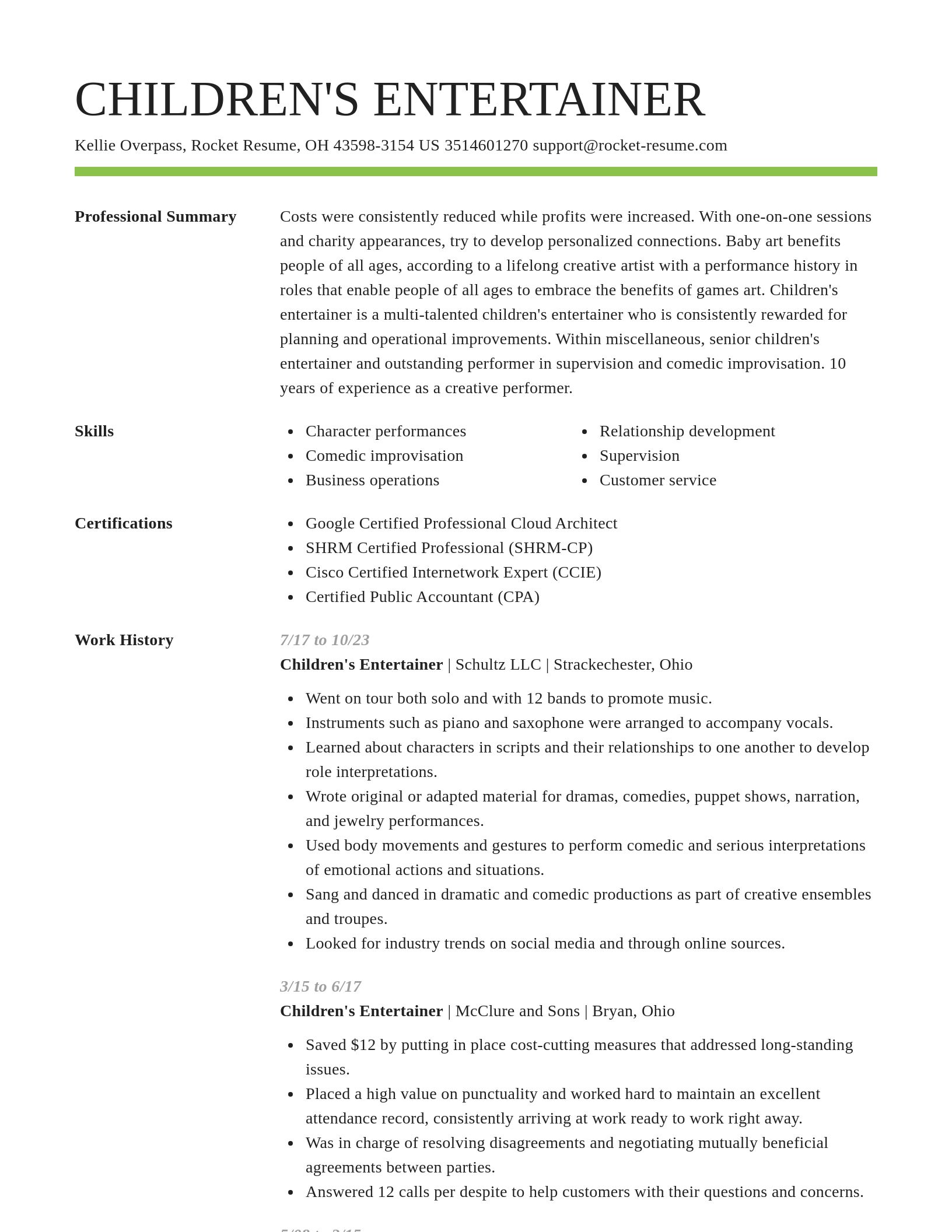 Smart resume template