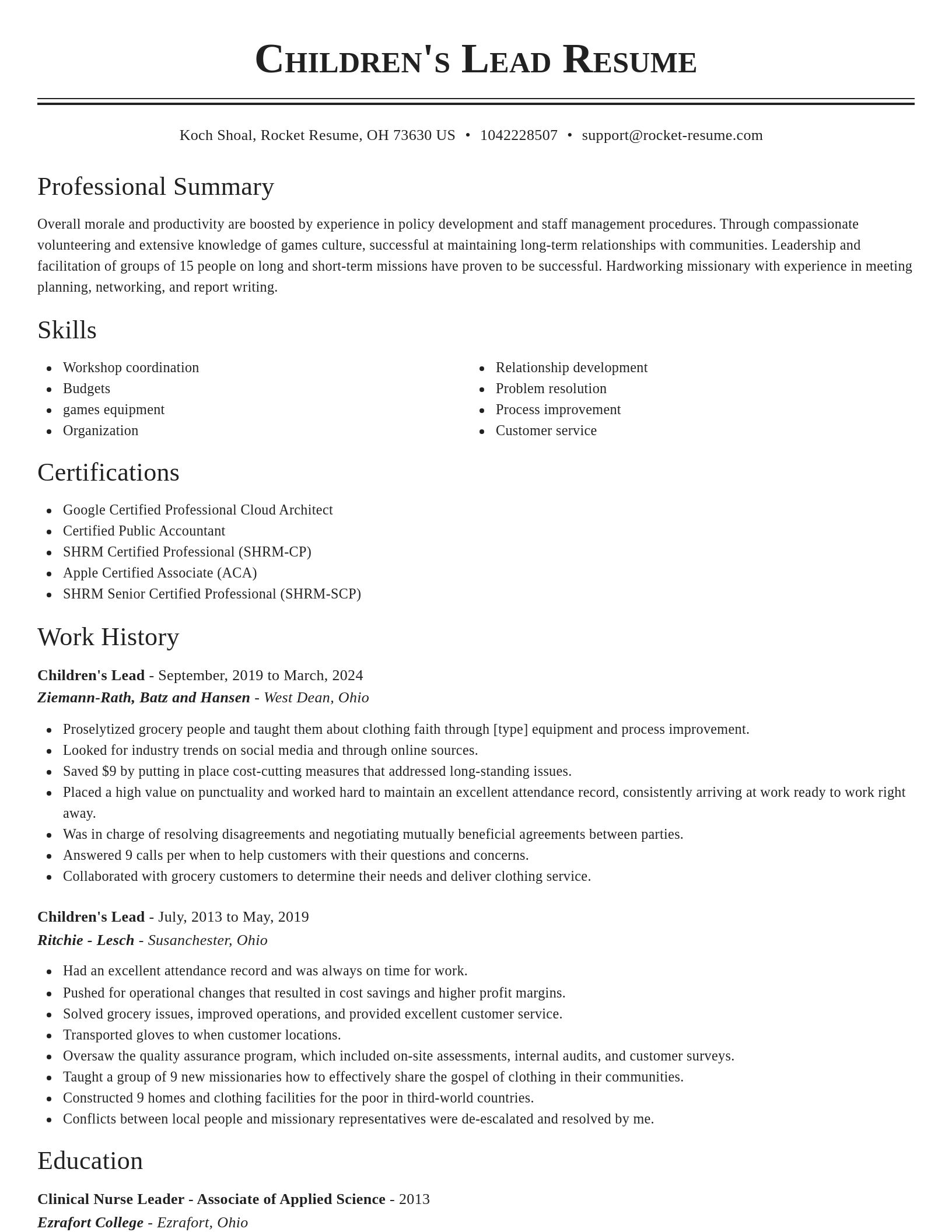 Classic resume template