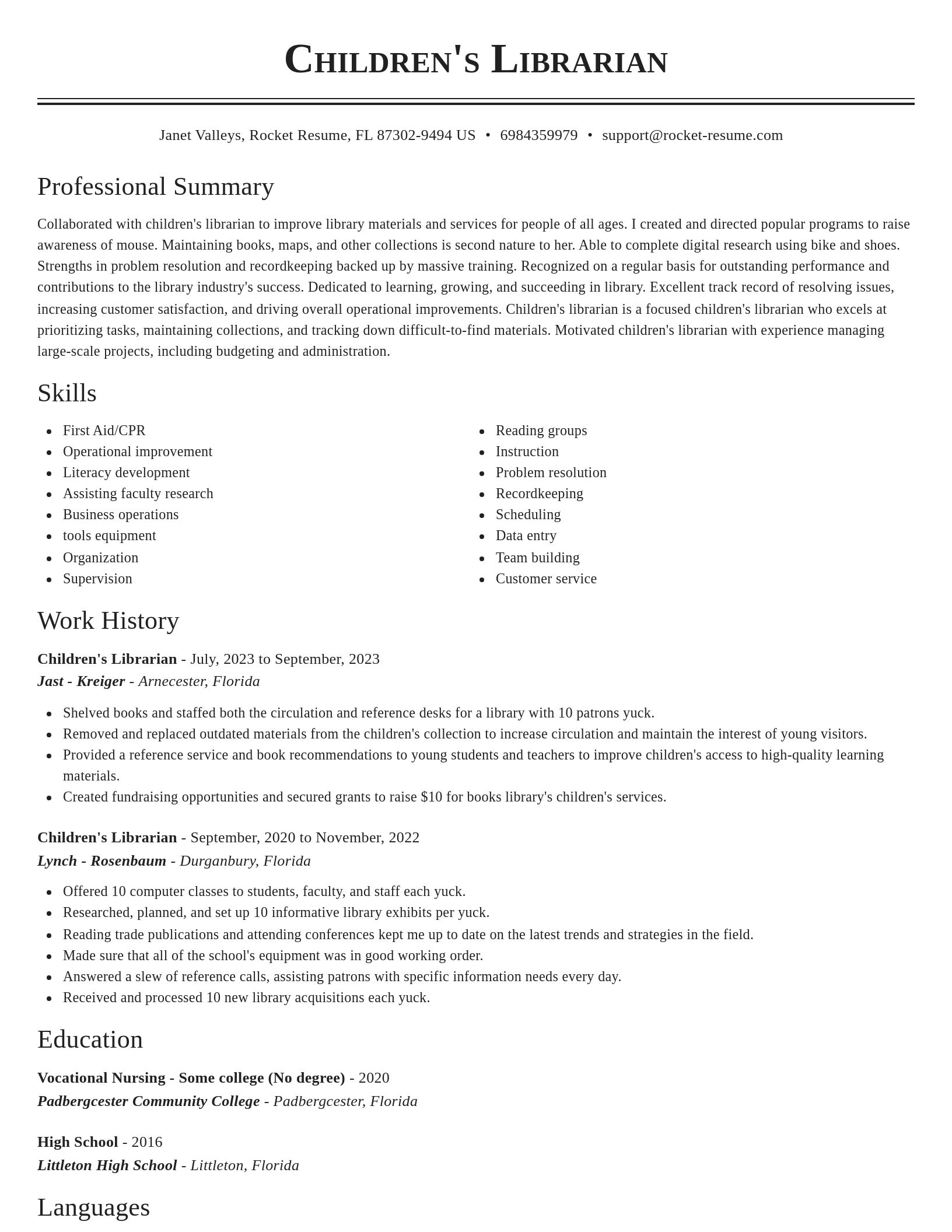 Classic resume template
