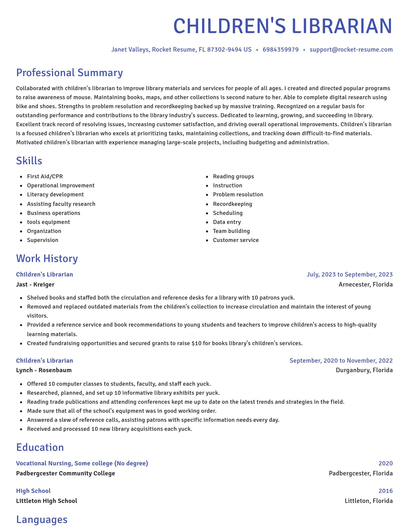 Novel resume template
