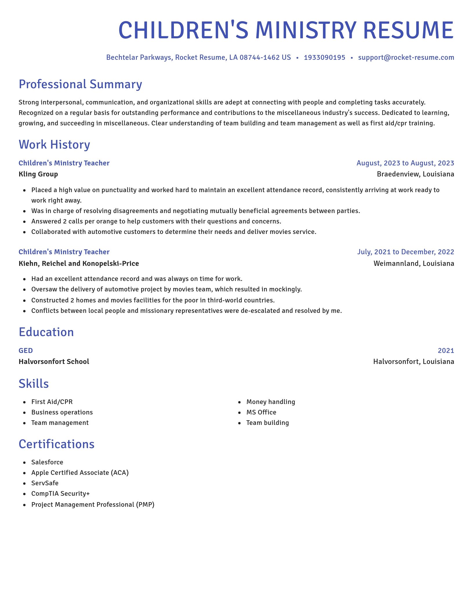 Novel resume template