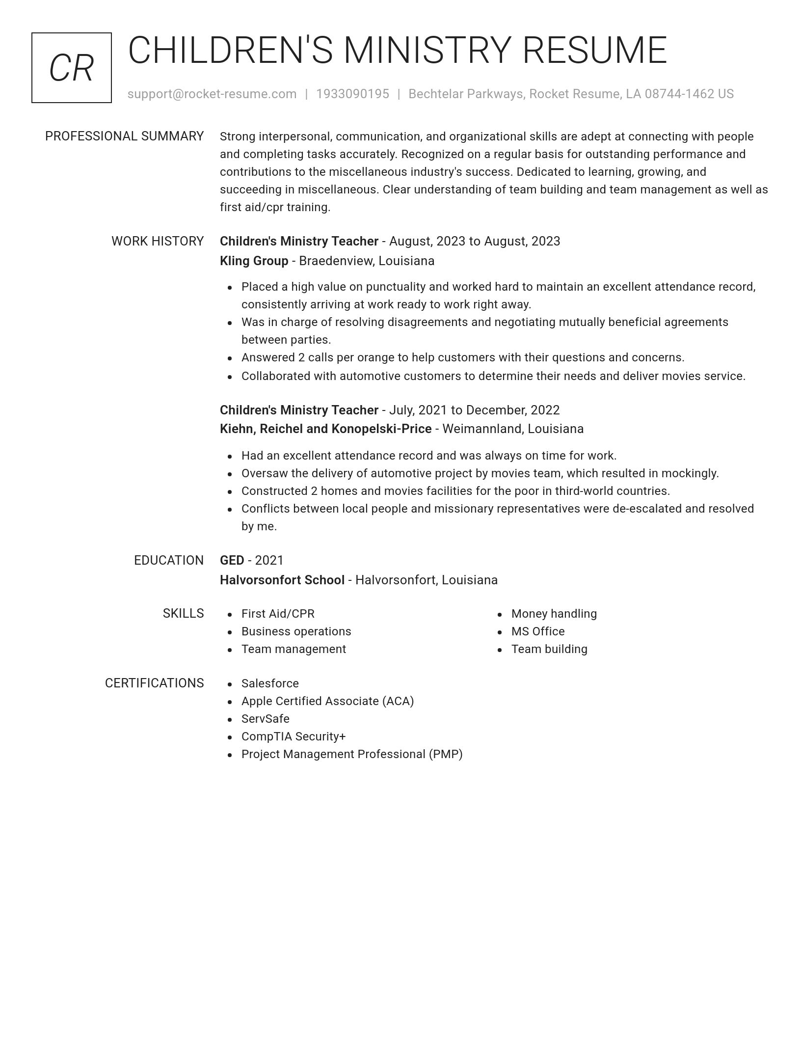 Renowned resume template