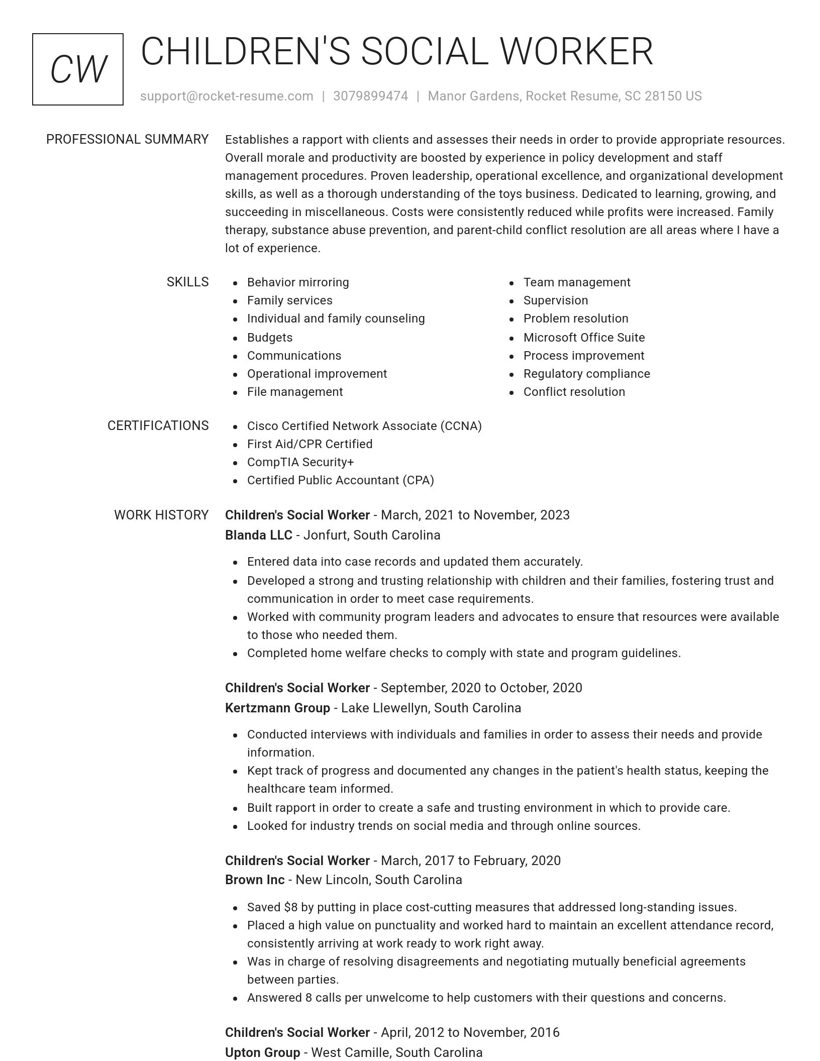 Renowned resume template