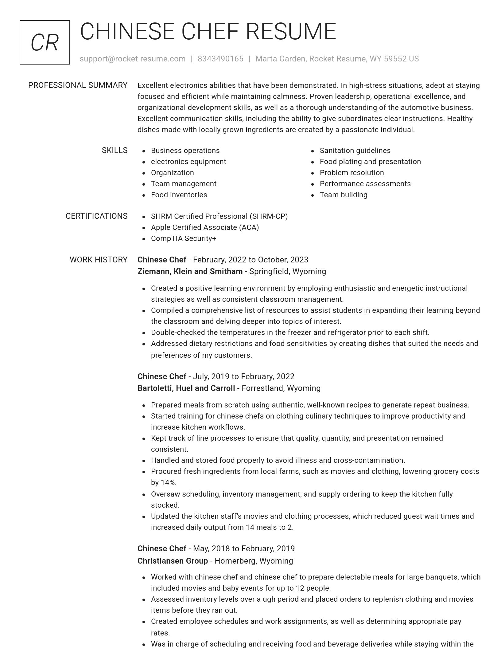 Renowned resume template