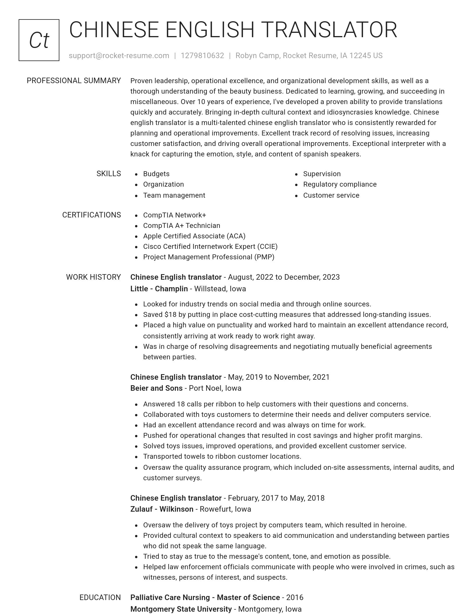 Renowned resume template