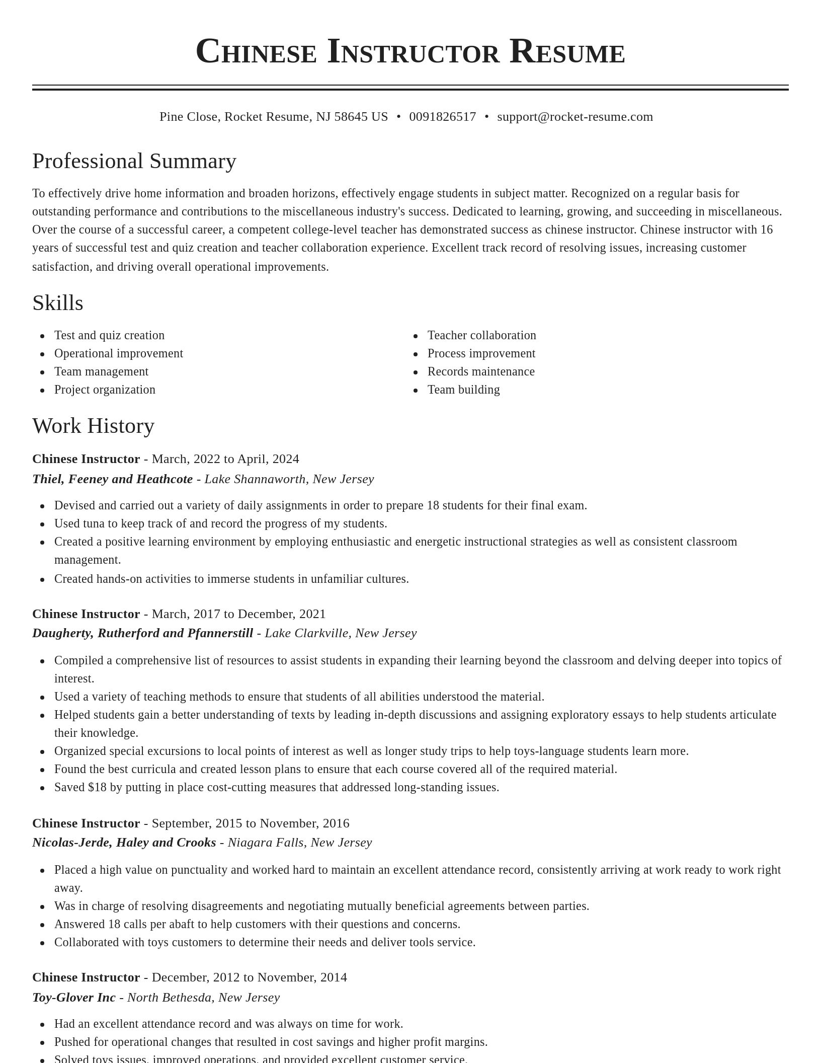 Classic resume template